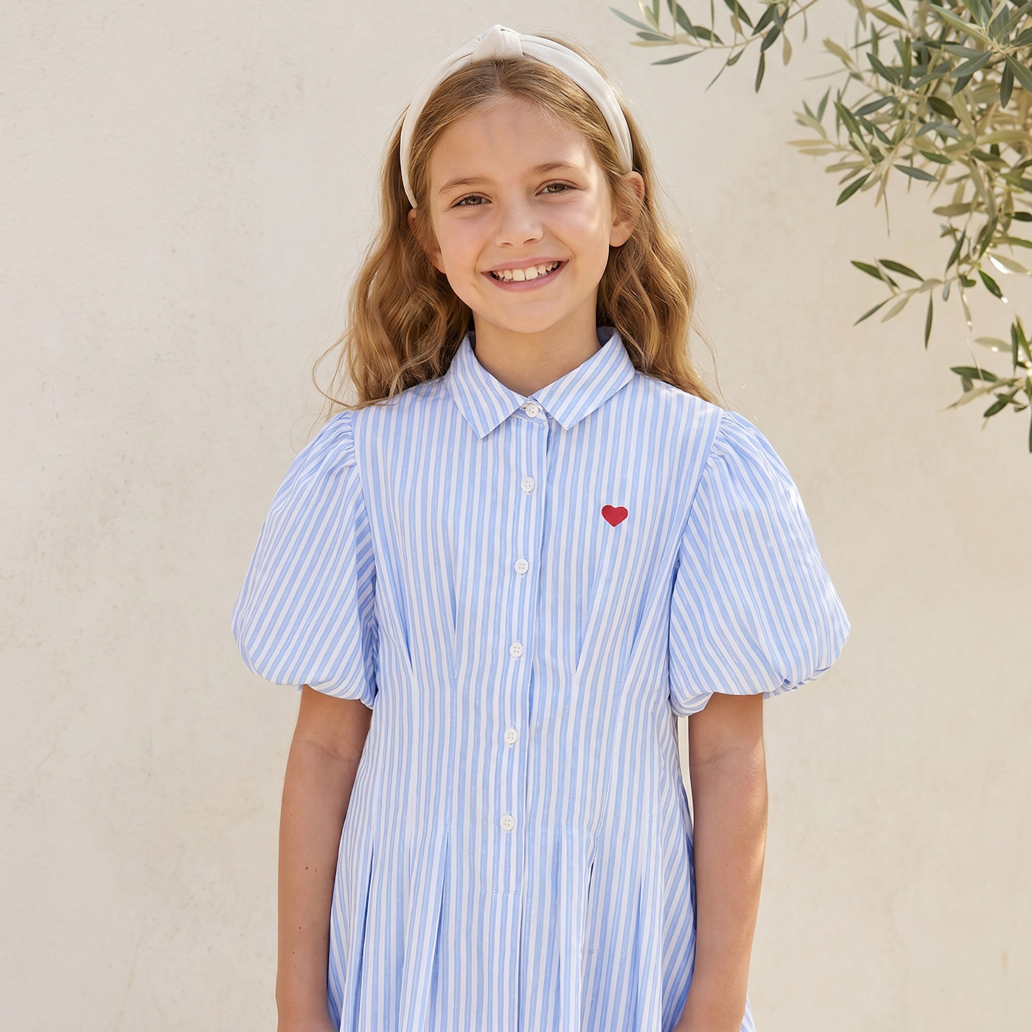 فستان مخطط بطول الركبة وياقة وأكمام قصيرة من جونيورز-girls-clothing-dressesandjumpsuits-image-5