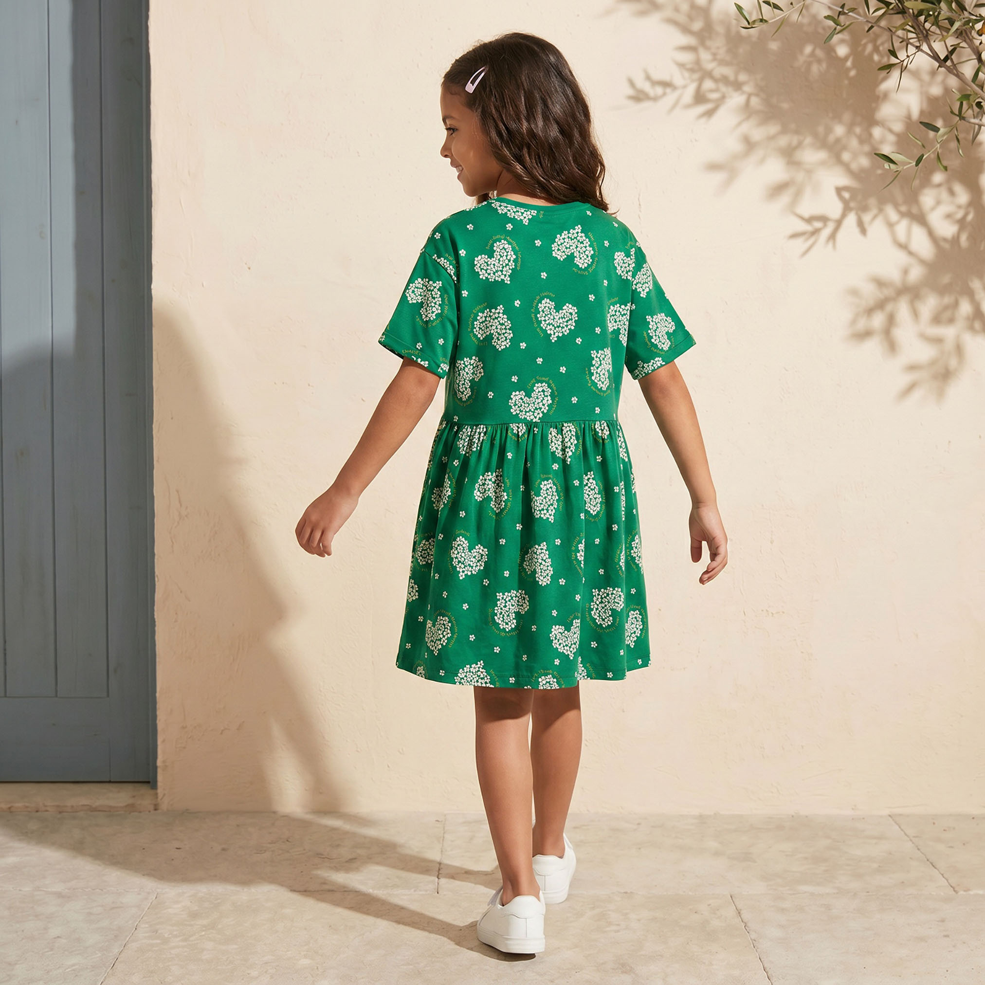 Juniors Round Neck Short Sleeves Dress with KSA National Day Print-girls-clothing-dressesandjumpsuits-image-2