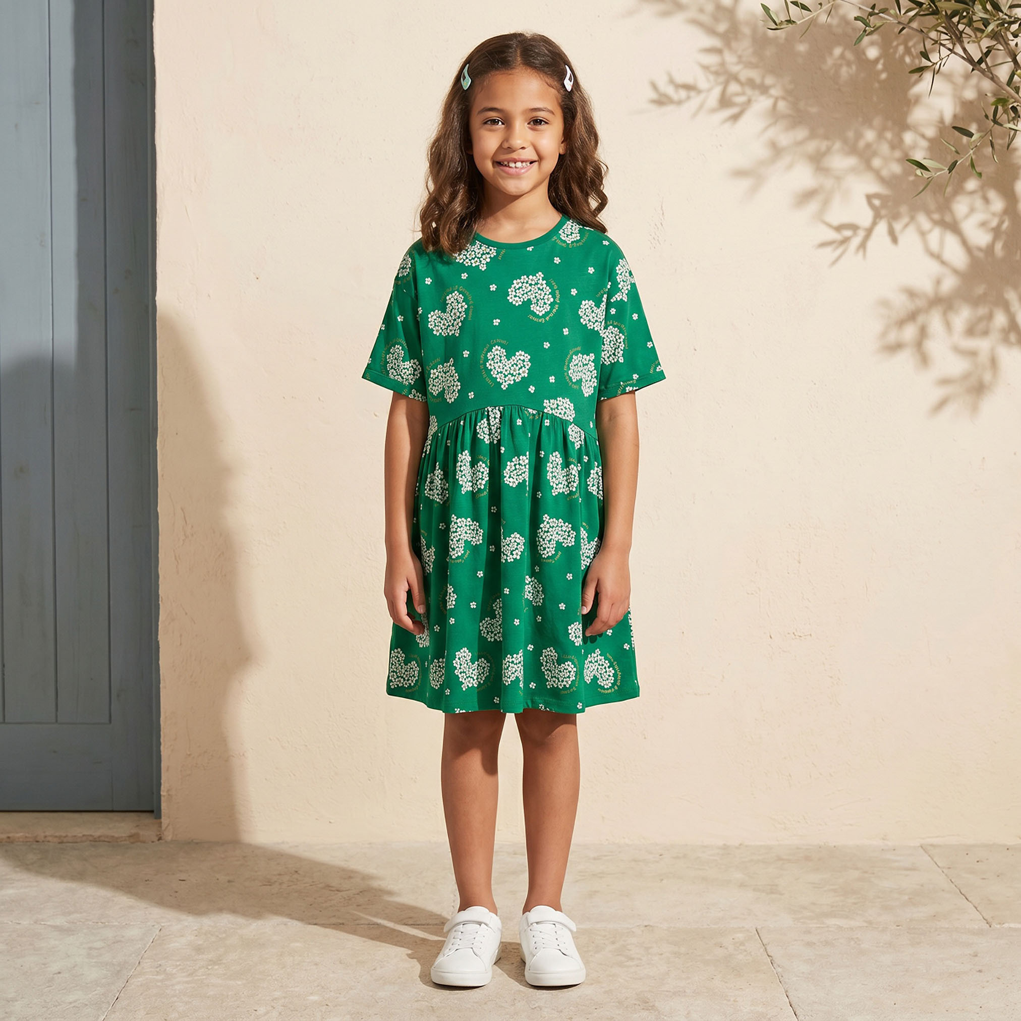 Juniors Round Neck Short Sleeves Dress with KSA National Day Print-girls-clothing-dressesandjumpsuits-image-6