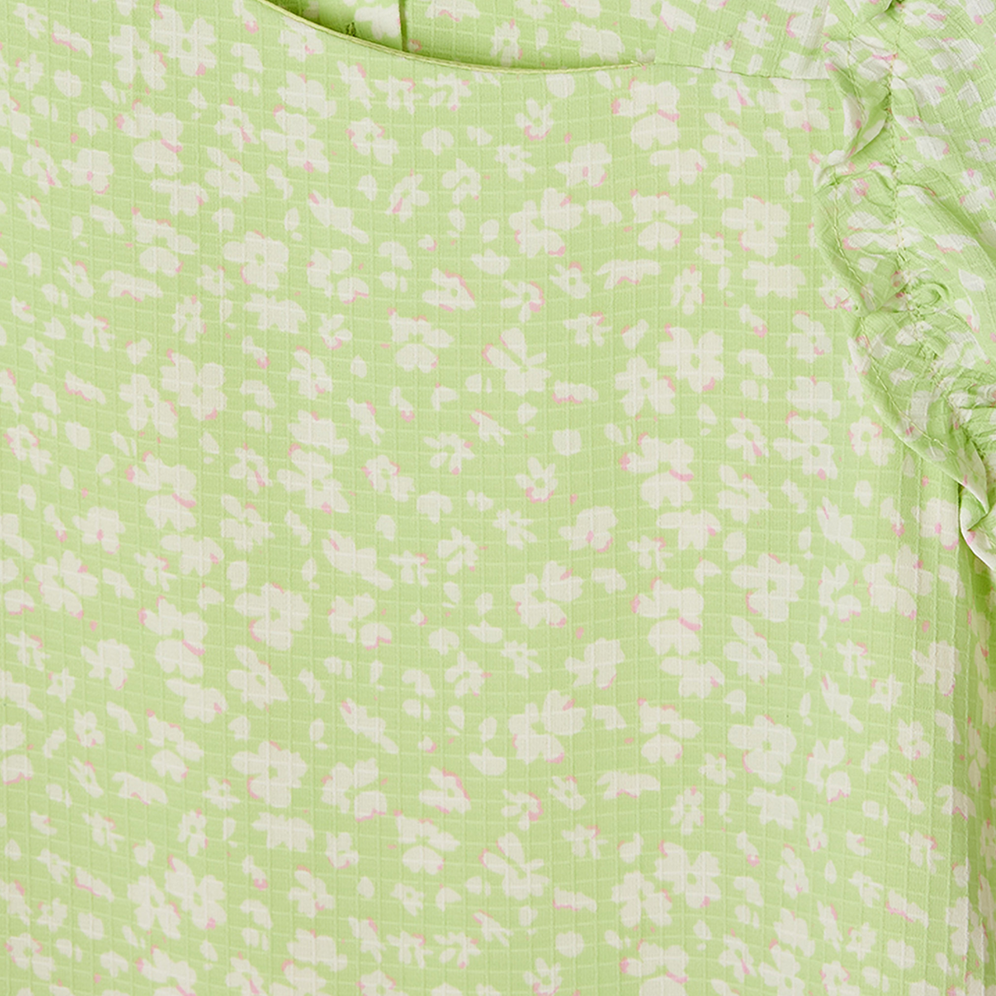 فستان بطول الركبة وياقة مستديرة وأكمام قصيرة وطبعات زهرية من جونيورز-girls-clothing-dressesandjumpsuits-image-4