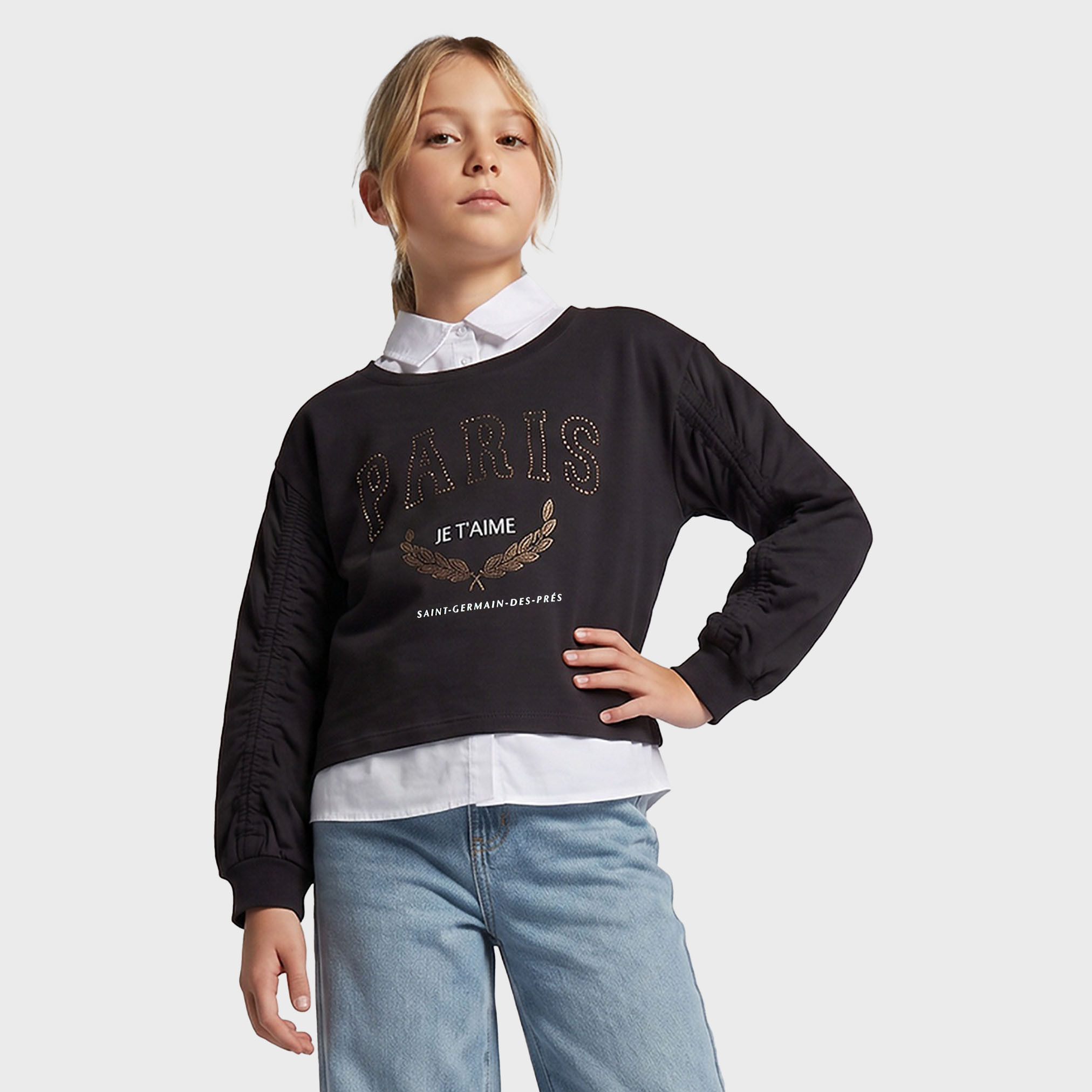 سويت شيرت مزين بأكمام بكشكش من جونيورز-girls-clothing-sweatshirts-image-1