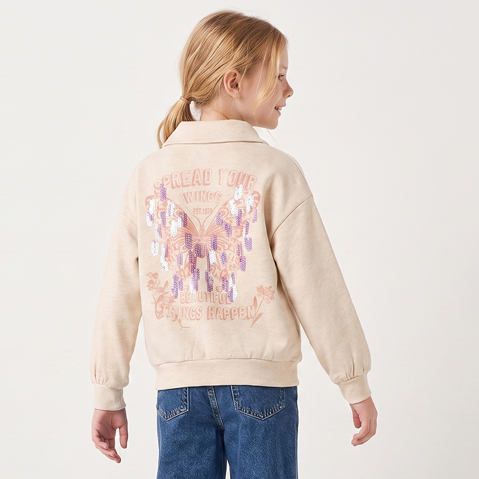 Juniors Butterfly Print Sweatshirt with Long Sleeves-girls-clothing-sweatshirts-image-2