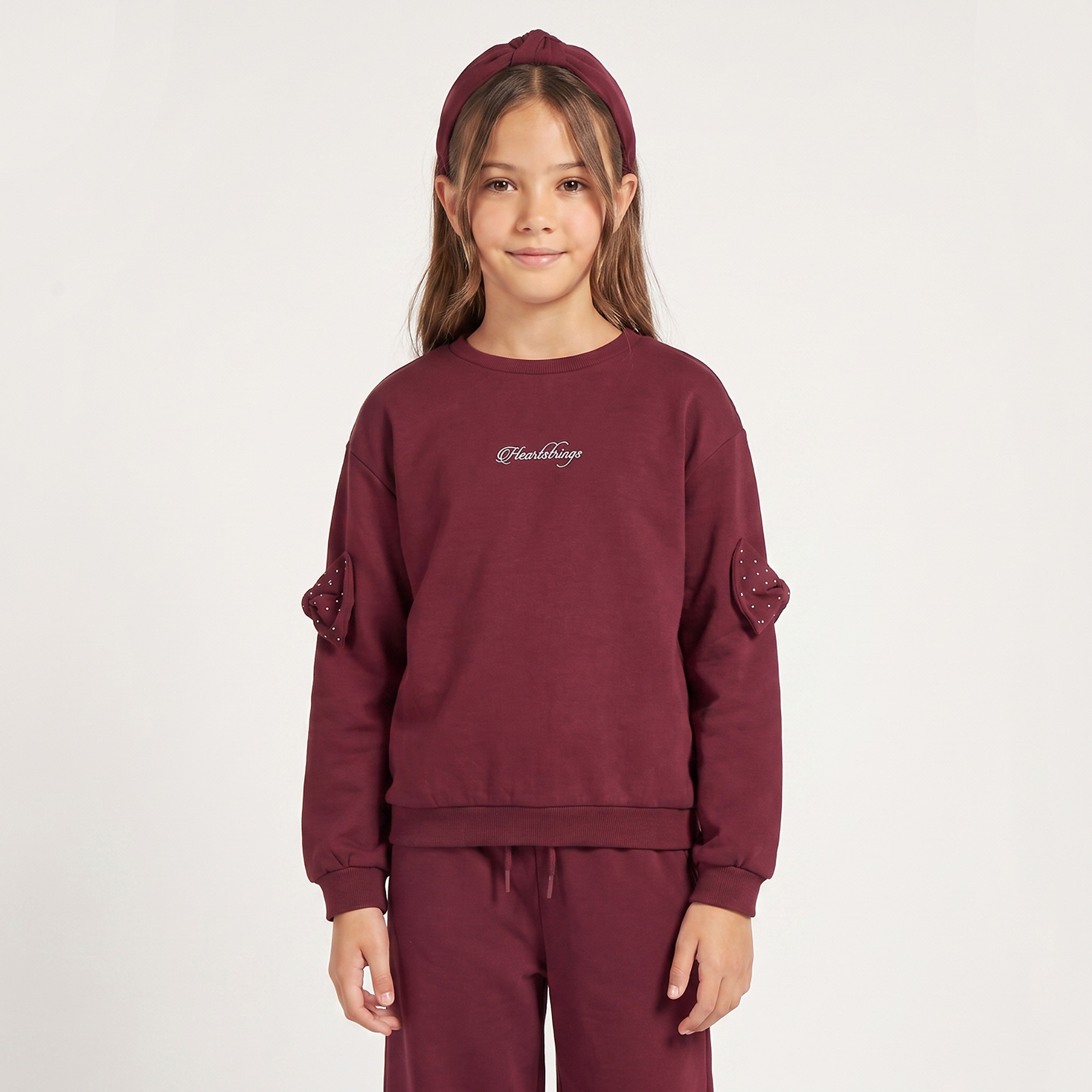Juniors Embroidered Sweatshirt with Long Sleeves-girls-clothing-sweatshirts-image-1