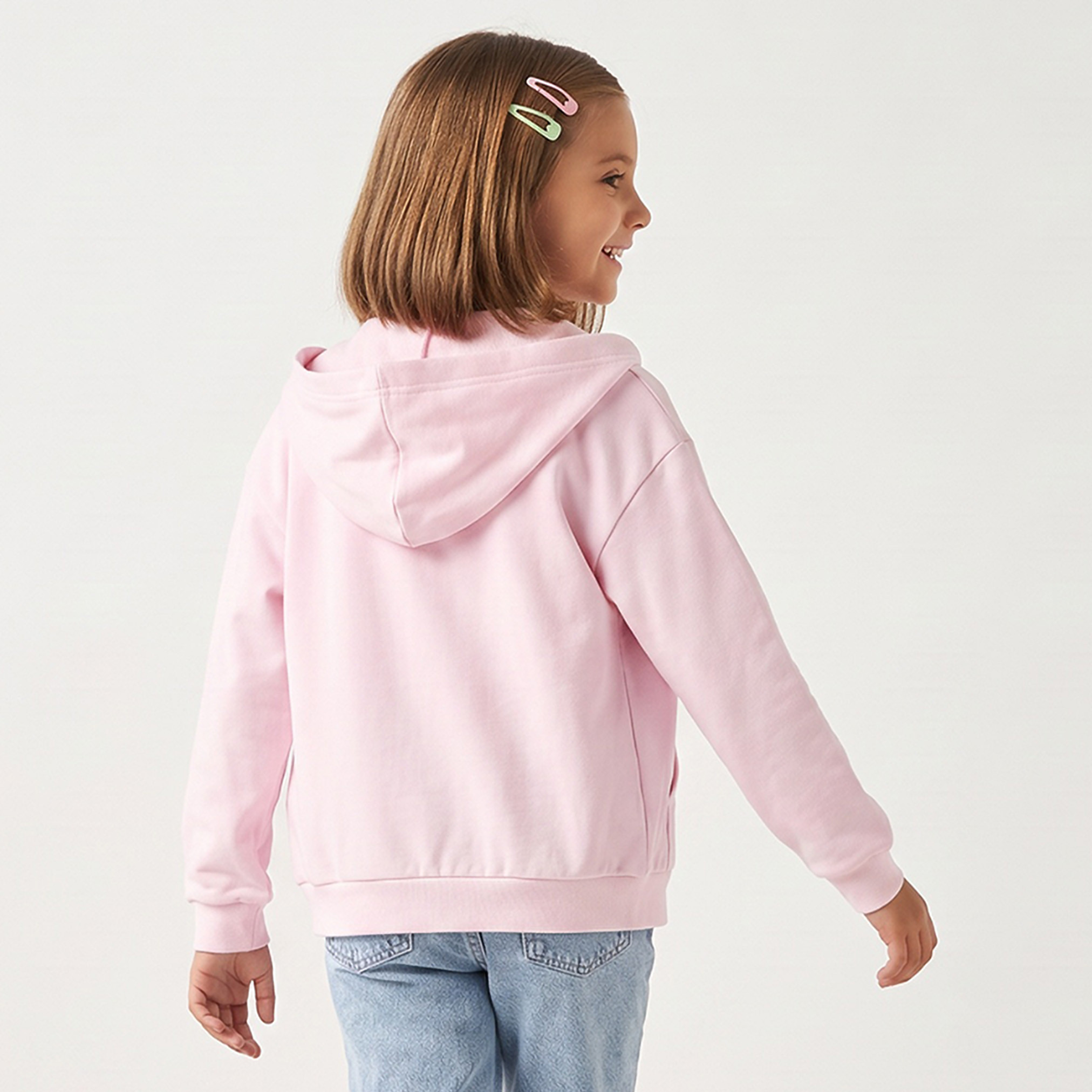 Juniors Hooded Neck Hoodie with Kangaroo Pocket-girls-clothing-sweatshirts-image-3