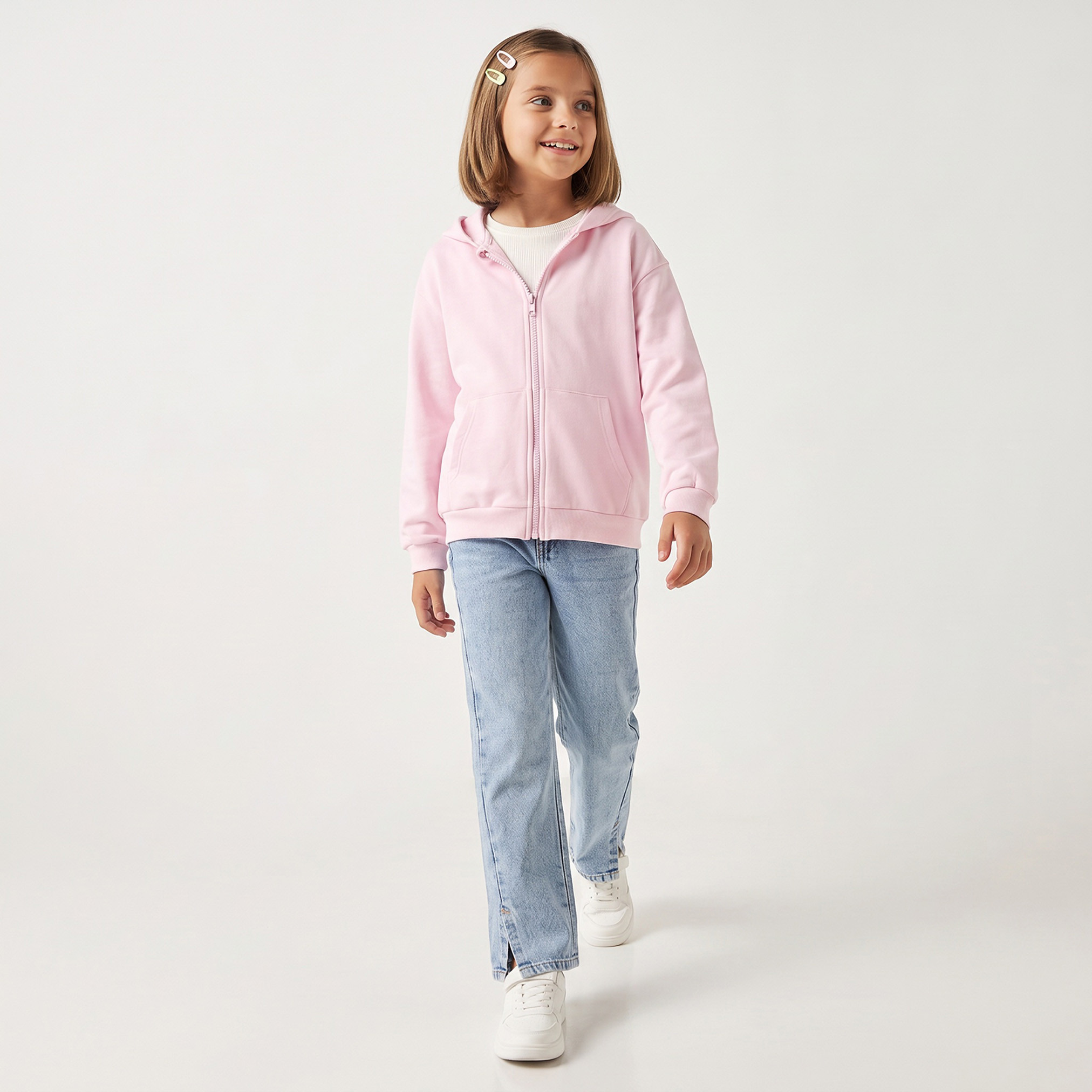 Juniors Hooded Neck Hoodie with Kangaroo Pocket-girls-clothing-sweatshirts-image-6