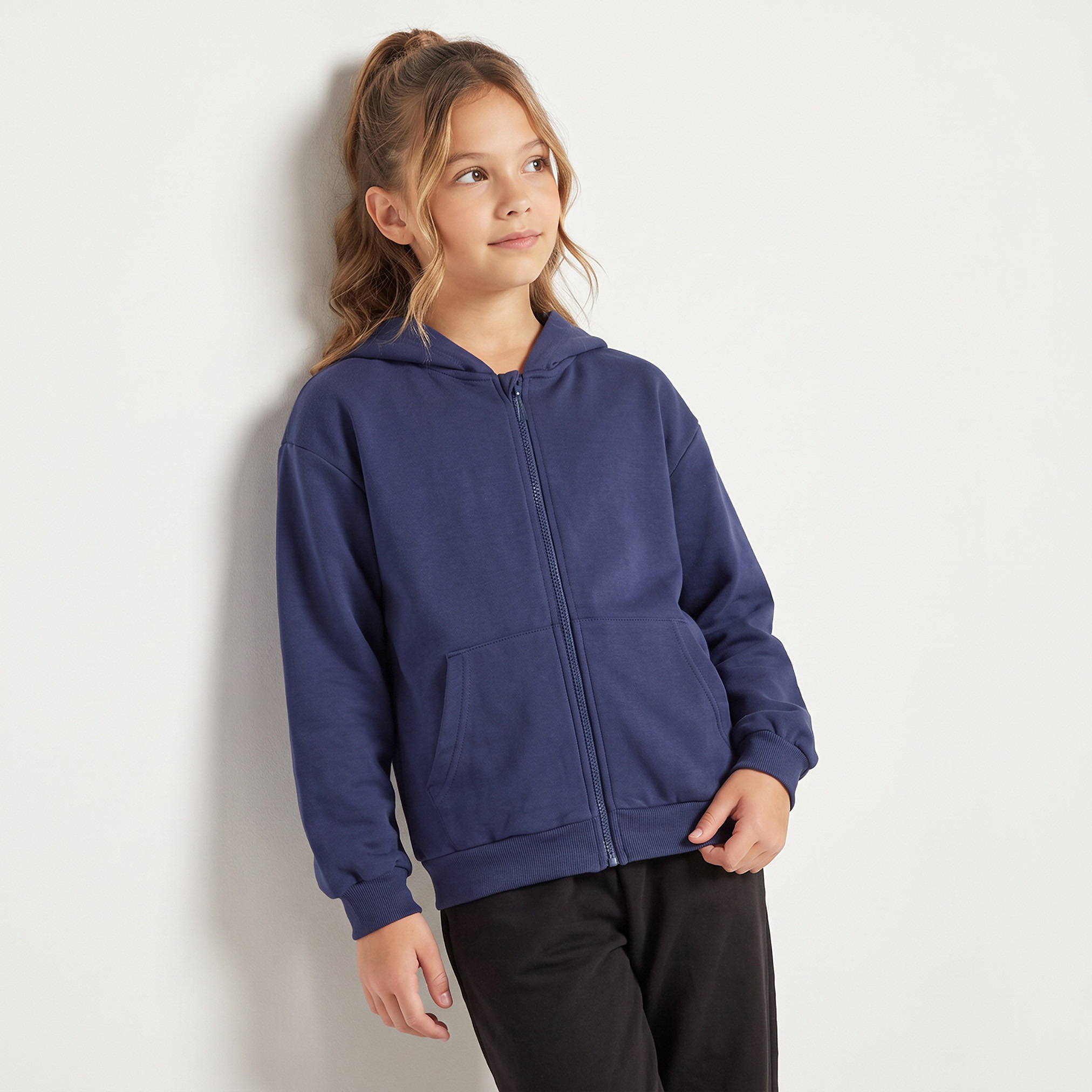 Juniors Hooded Sweatshirt with Kangaroo Pocket-girls-clothing-winterwear-jacketsandcoats-image-1