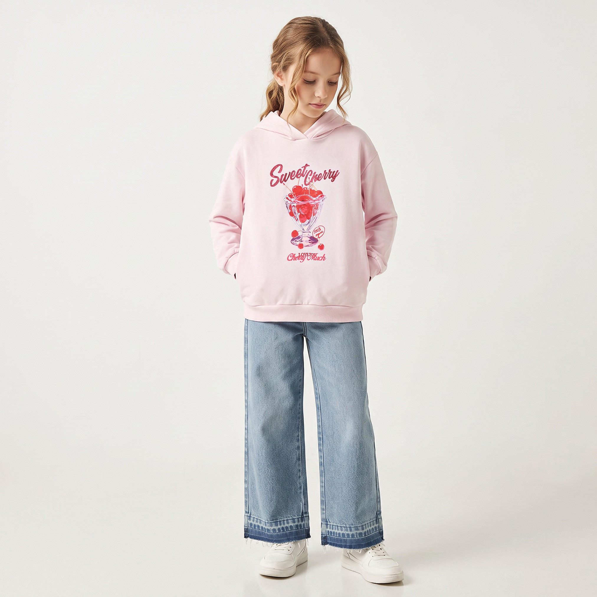 سويت شيرت بقبعة وأكمام طويلة وطبعات جرافيك من جونيورز-girls-clothing-sweatshirts-image-3