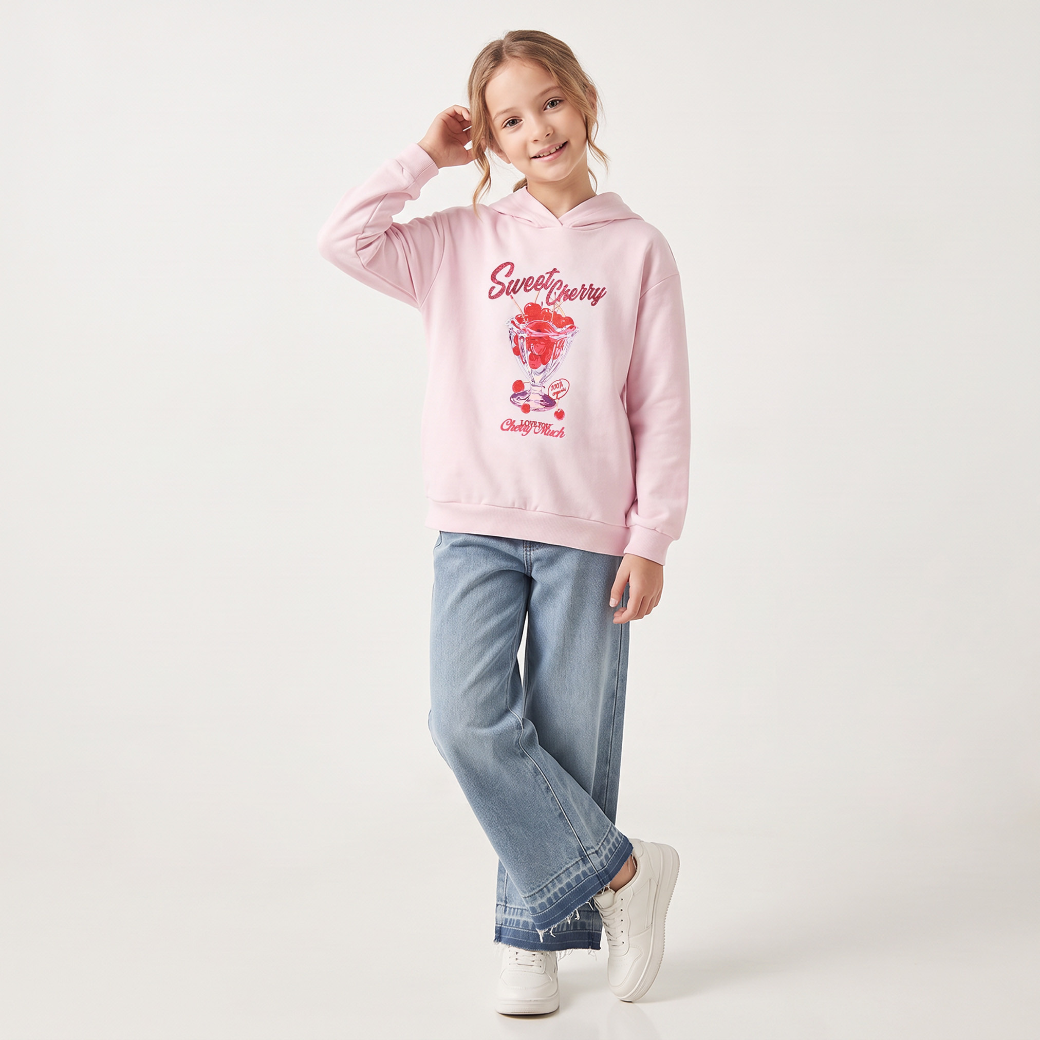 سويت شيرت بقبعة وأكمام طويلة وطبعات جرافيك من جونيورز-girls-clothing-sweatshirts-image-5