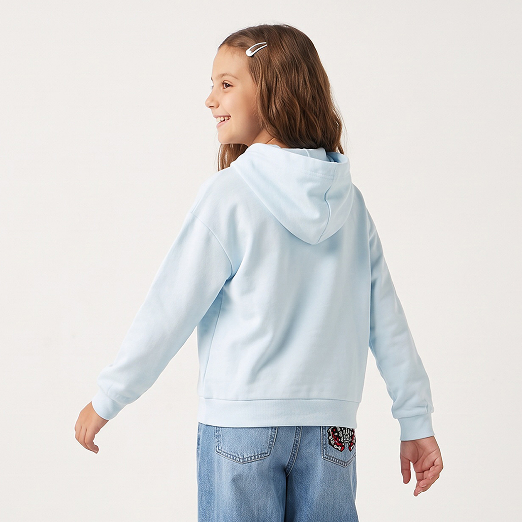 Juniors Hooded Neck Sweatshirt with Long Sleeves-girls-clothing-sweatshirts-image-3