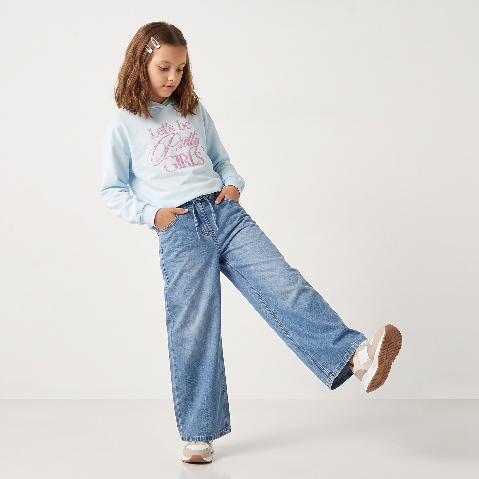 Juniors Hooded Neck Sweatshirt with Long Sleeves-girls-clothing-sweatshirts-image-6