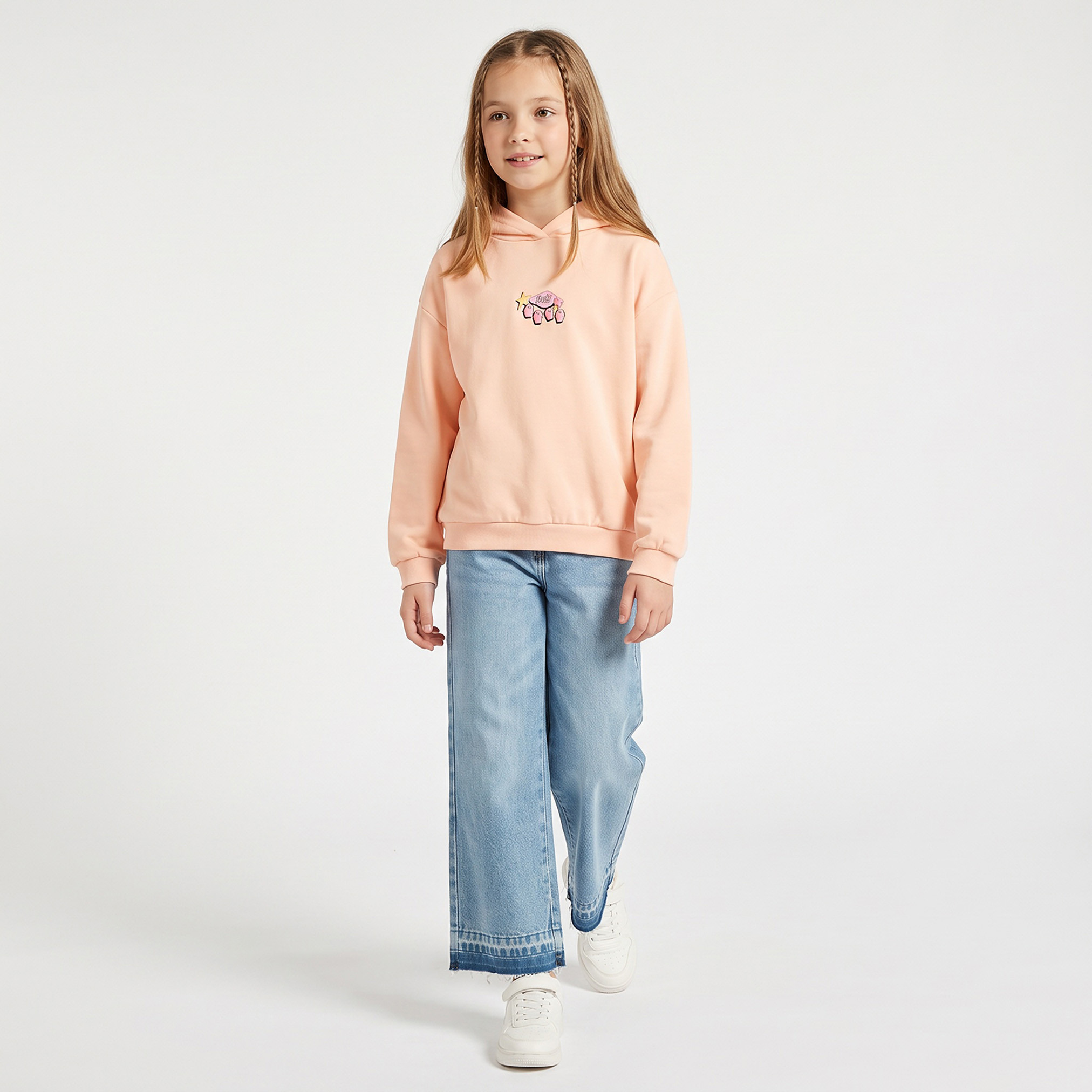 Juniors Hooded Sweatshirt with Graphic Print-girls-clothing-sweatshirts-image-2