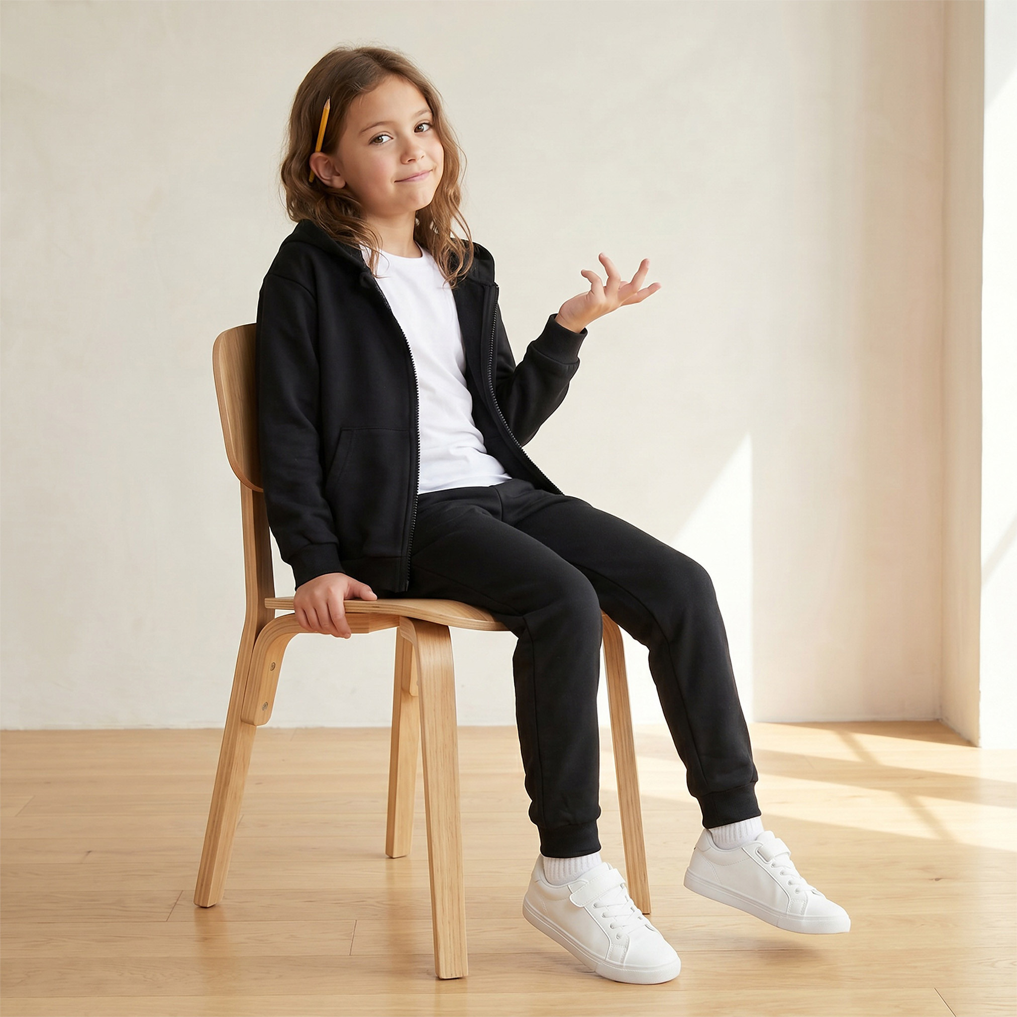 Juniors Hooded Sweatshirt with Long Sleeves-girls-clothing-sweatshirts-image-5