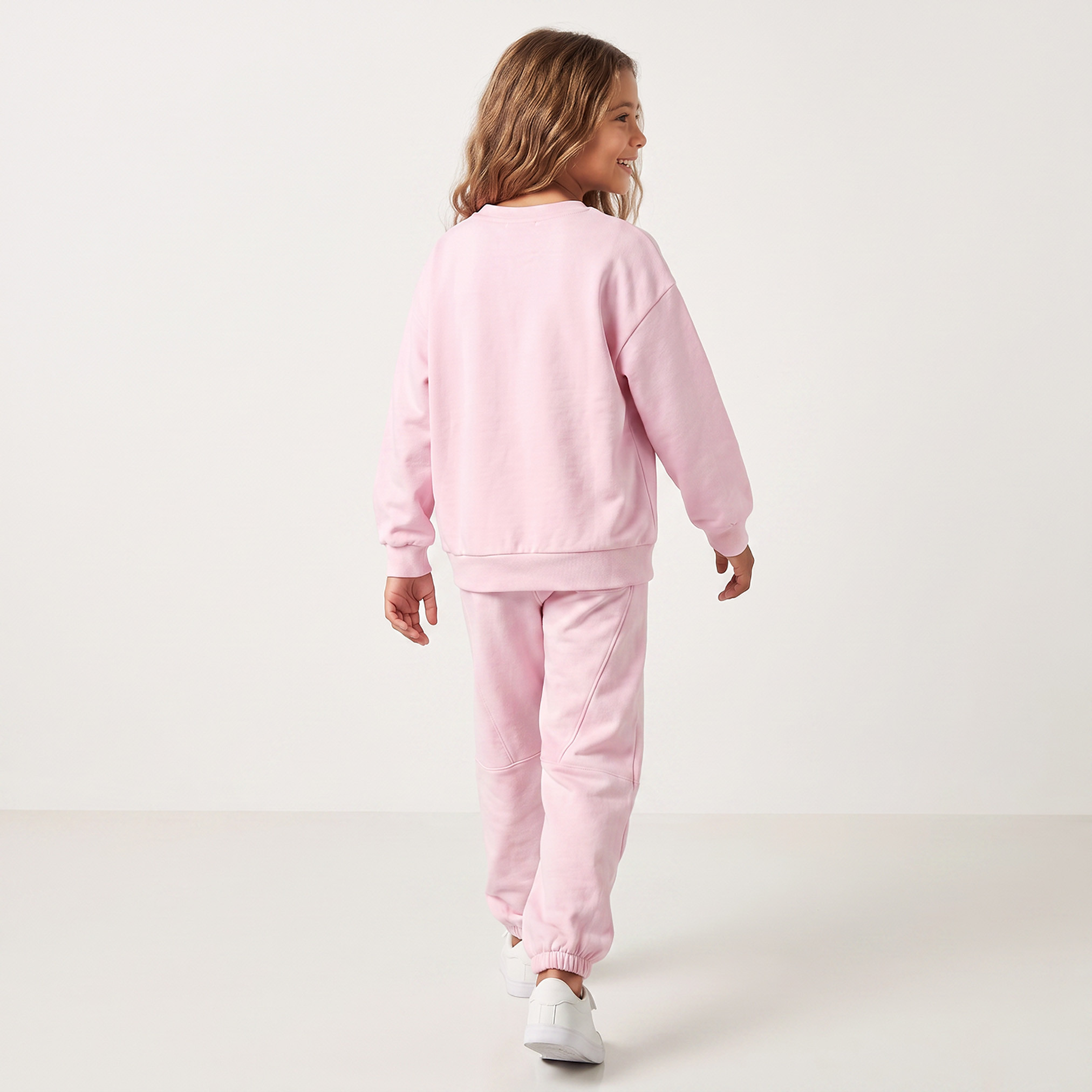 Juniors Crew Neck Long Sleeves Sweatshirt and Joggers Set with Heart Applique-girls-clothing-setsandcoords-image-2