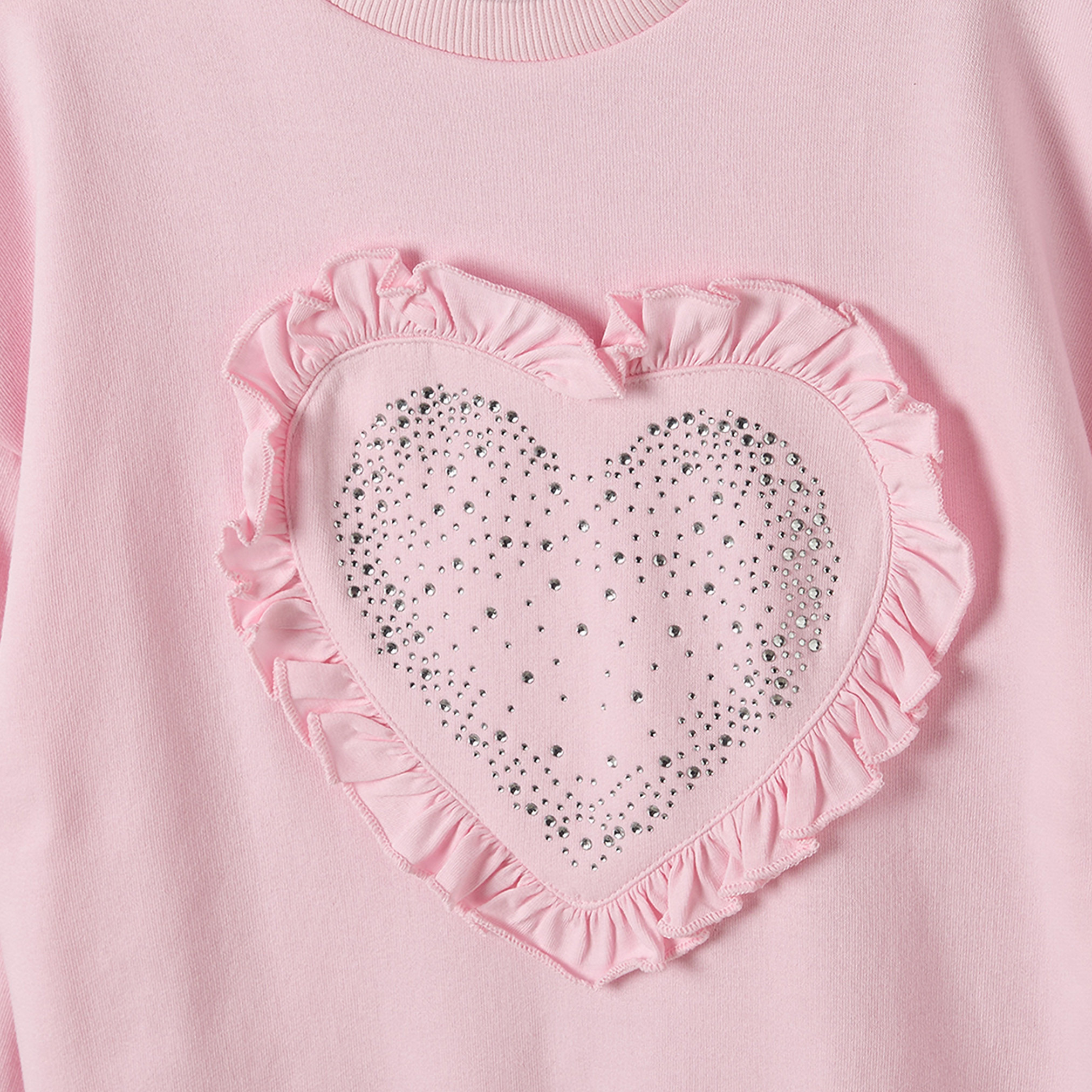 Juniors Crew Neck Long Sleeves Sweatshirt and Joggers Set with Heart Applique-girls-clothing-setsandcoords-image-6