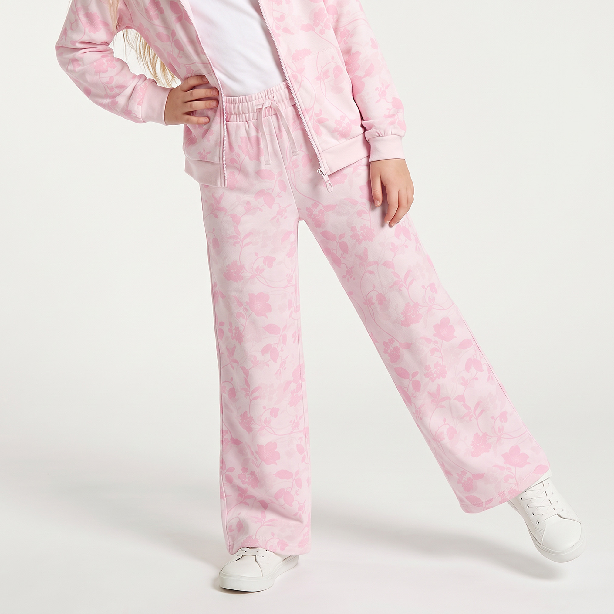 Juniors Hooded Long Sleeves Sweatshirt and Pants Set with Zip Closure-girls-clothing-setsandcoords-image-4