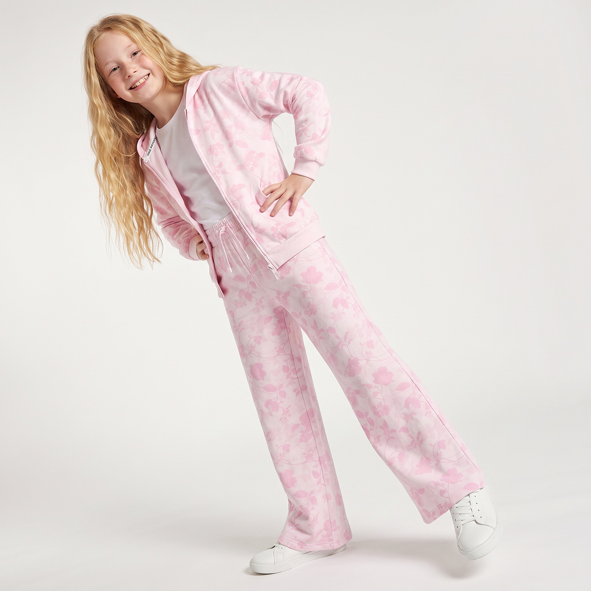 Juniors Hooded Long Sleeves Sweatshirt and Pants Set with Zip Closure-girls-clothing-setsandcoords-image-5