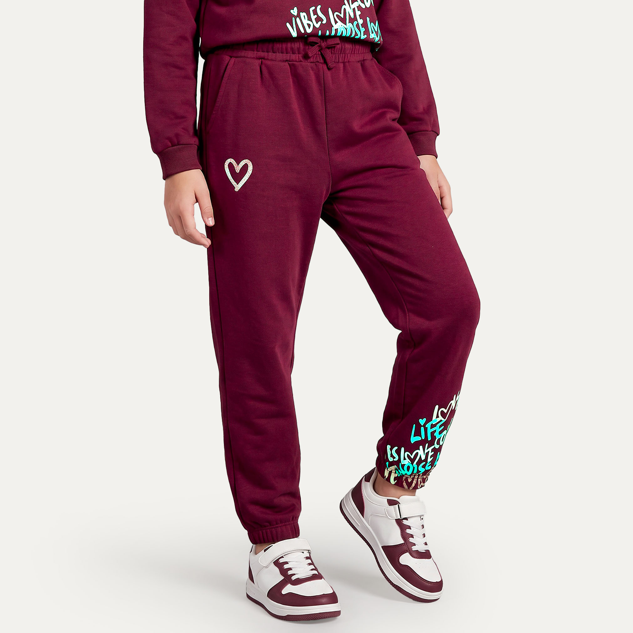 Juniors Crew Neck Long Sleeves Sweatshirt and Joggers Set with Drawstring Closure-girls-clothing-setsandcoords-image-3