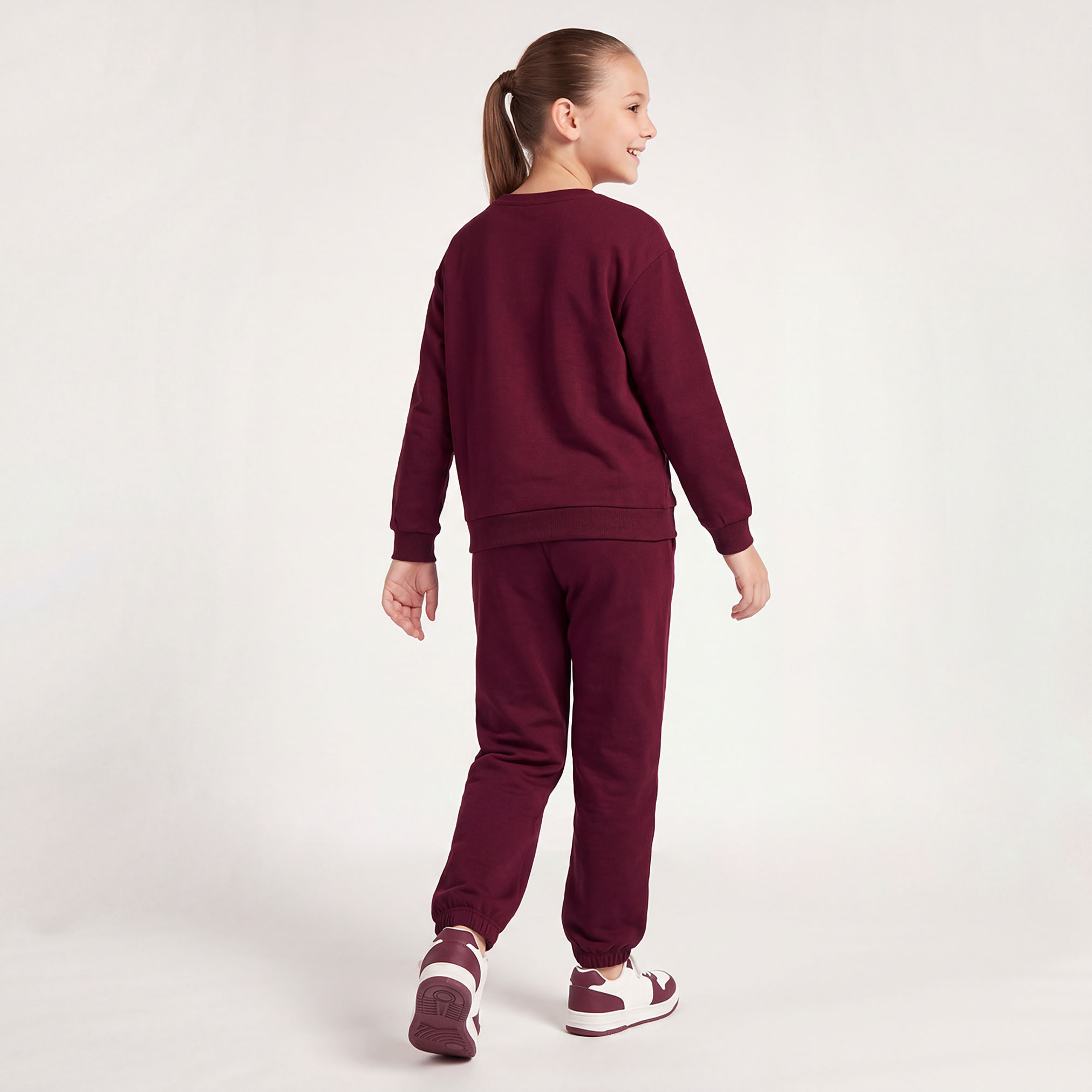 Juniors Crew Neck Long Sleeves Sweatshirt and Joggers Set with Drawstring Closure-girls-clothing-setsandcoords-image-4