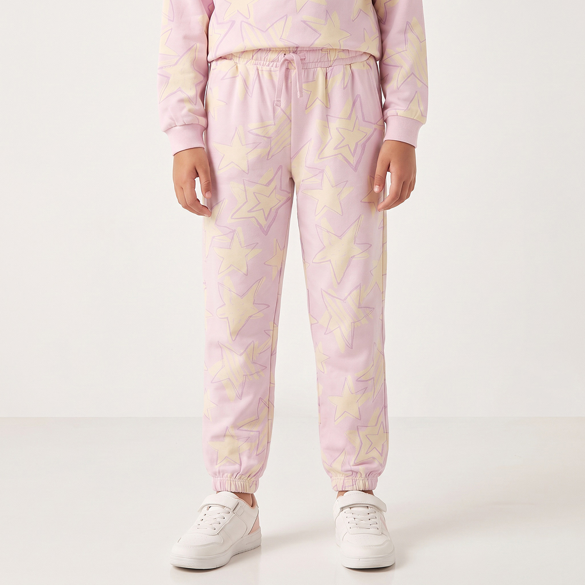 Juniors Round Neck Long Sleeves Sweatshirt and Joggers Set with Star Print-girls-clothing-setsandcoords-image-5