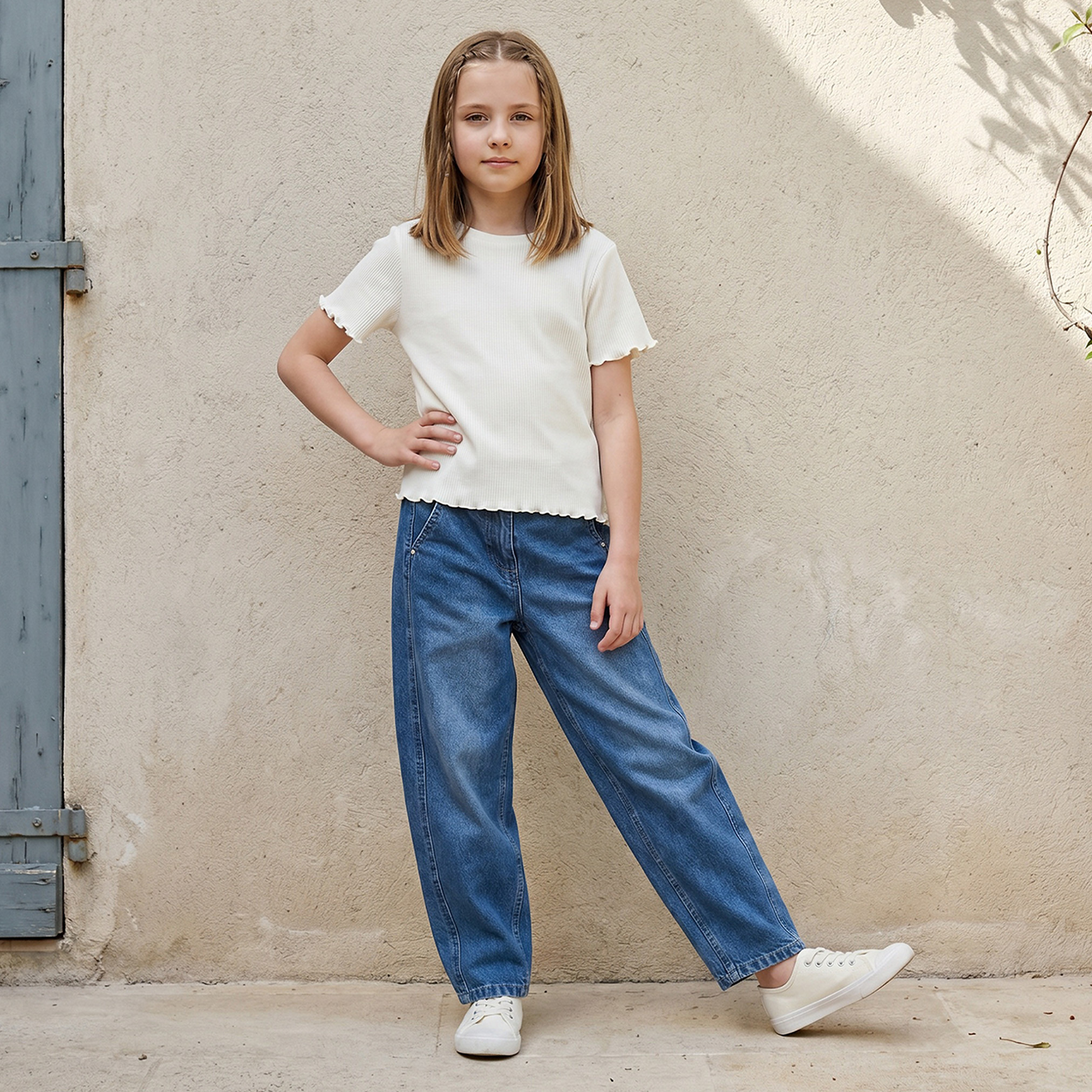 بنطلون جينز بقصة عادية وزر إغلاق وجيوب من جونيورز-girls-clothing-bottoms-jeansandjoggers-image-2