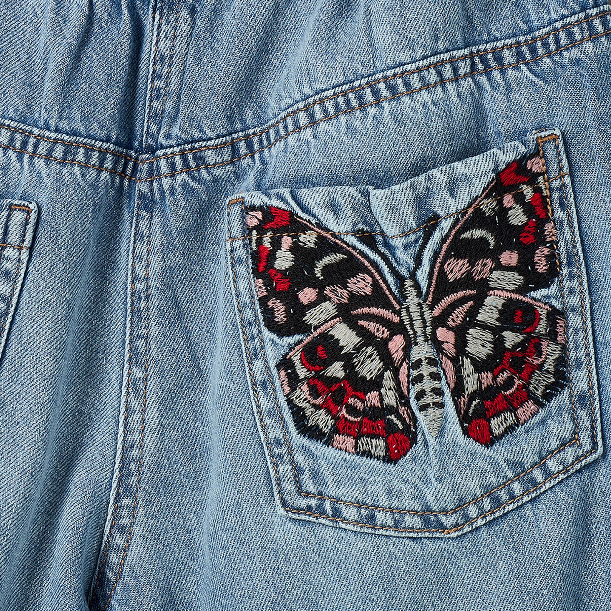 Juniors Wide Leg Jeans with Butterfly Embroidery-girls-clothing-bottoms-jeansandjoggers-image-4