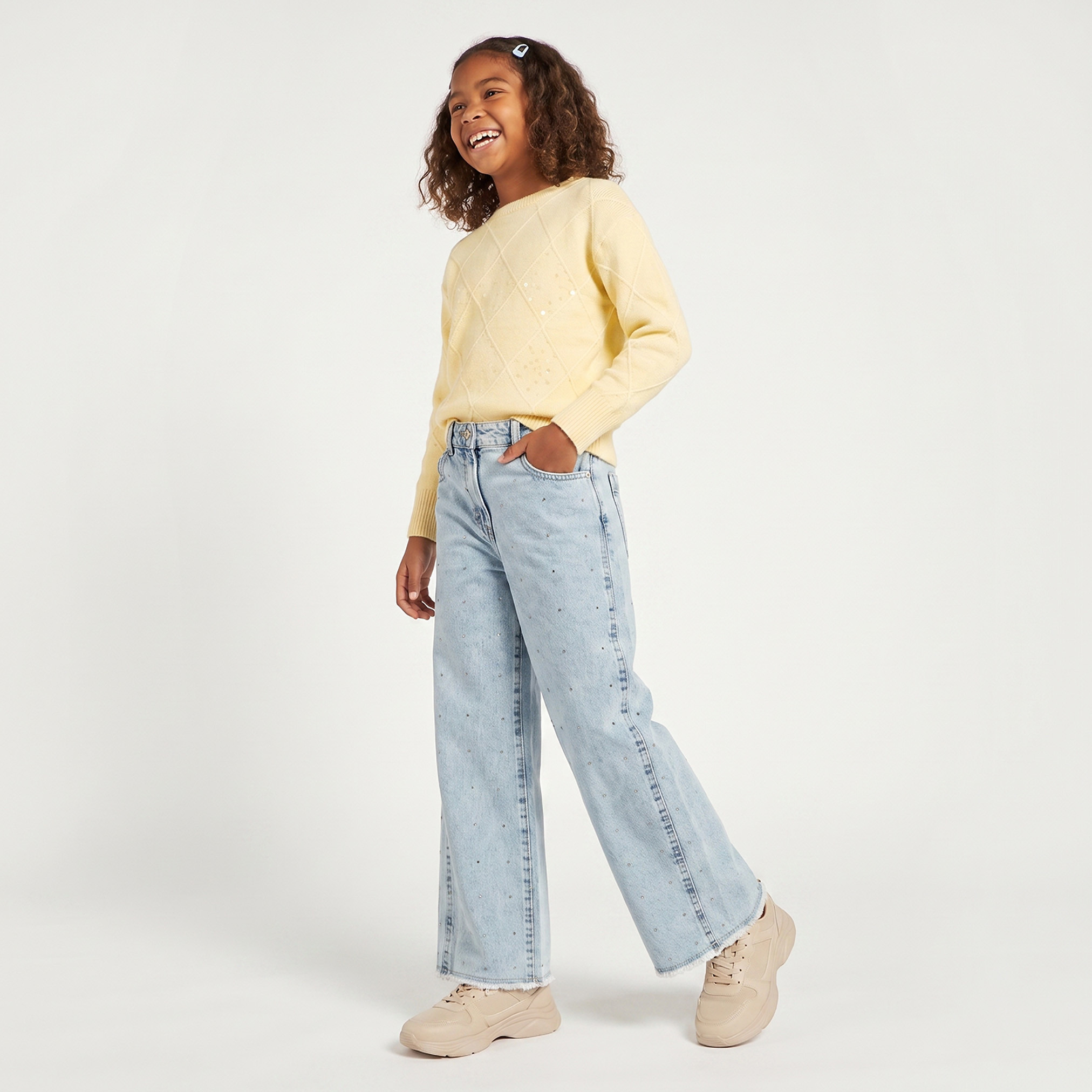 بنطلون جينز بخصر بزر وبتزيينات من جونيورز-girls-clothing-bottoms-jeansandjeggings-image-3