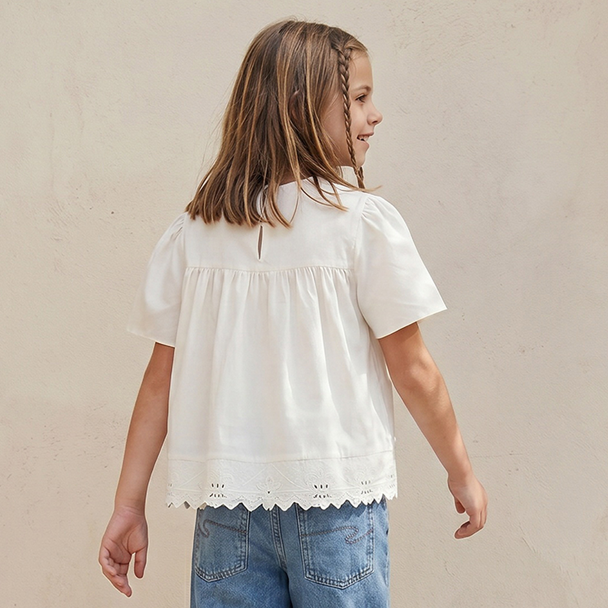 Eligo Crew Neck Short Sleeves Top with Pintucks-girls-clothing-blousesandshirts-image-3