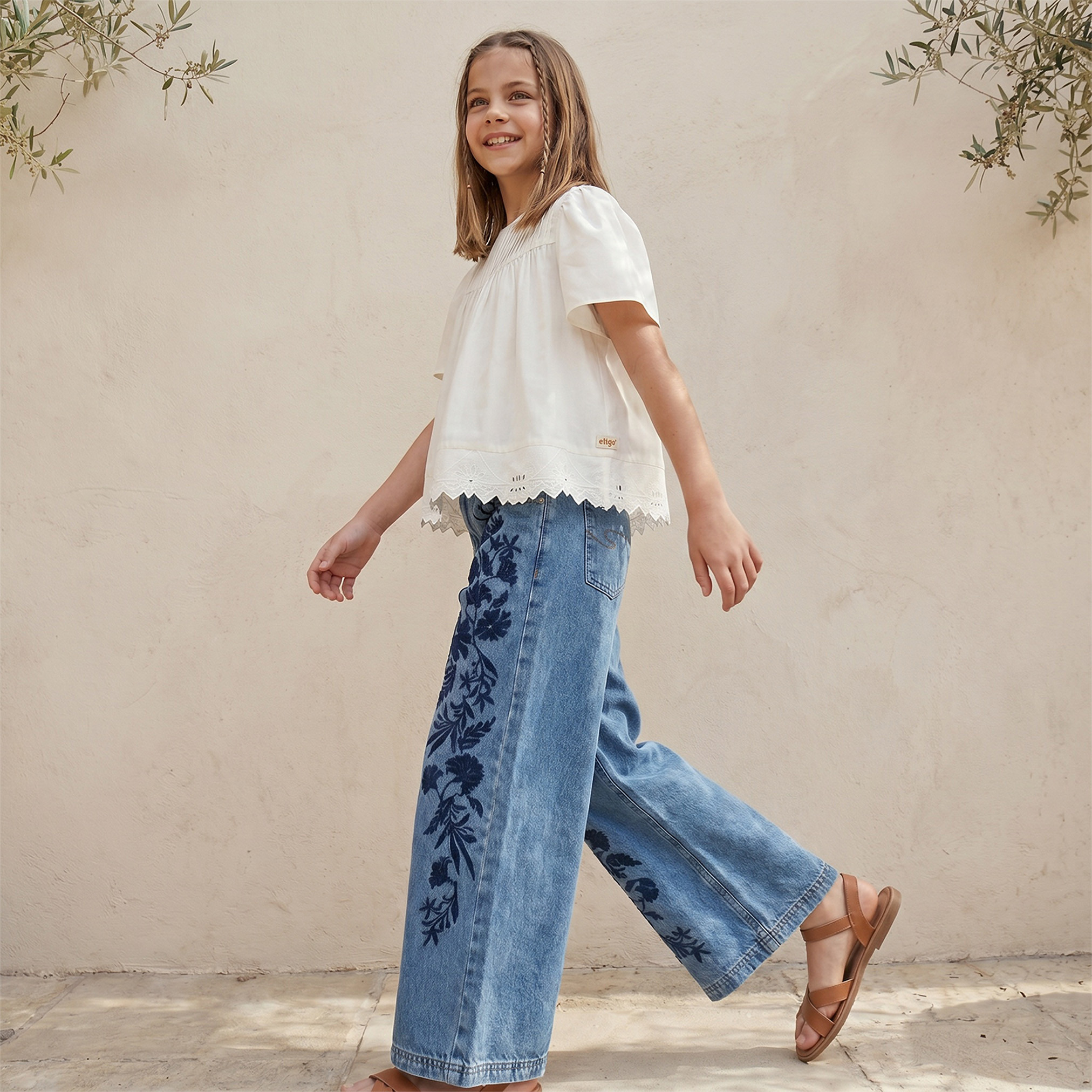 Eligo Crew Neck Short Sleeves Top with Pintucks-girls-clothing-blousesandshirts-image-5
