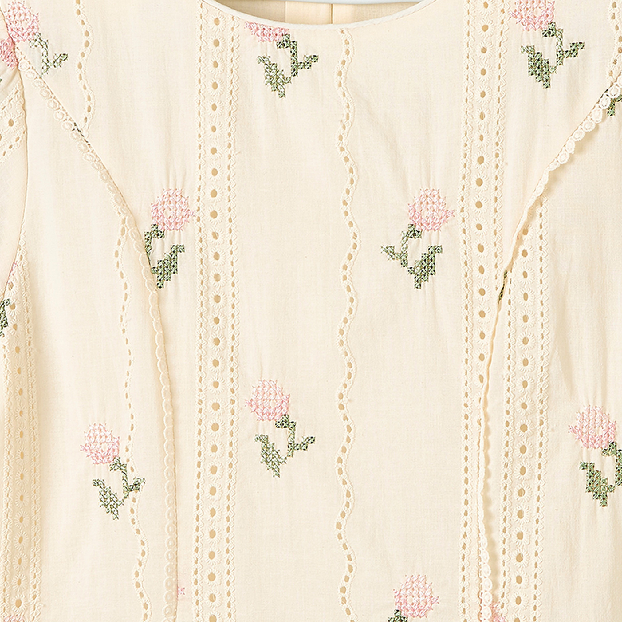 Eligo Round Neck Short Sleeves Knee Length Dress with Floral Embroidery-girls-clothing-dressesandjumpsuits-image-3