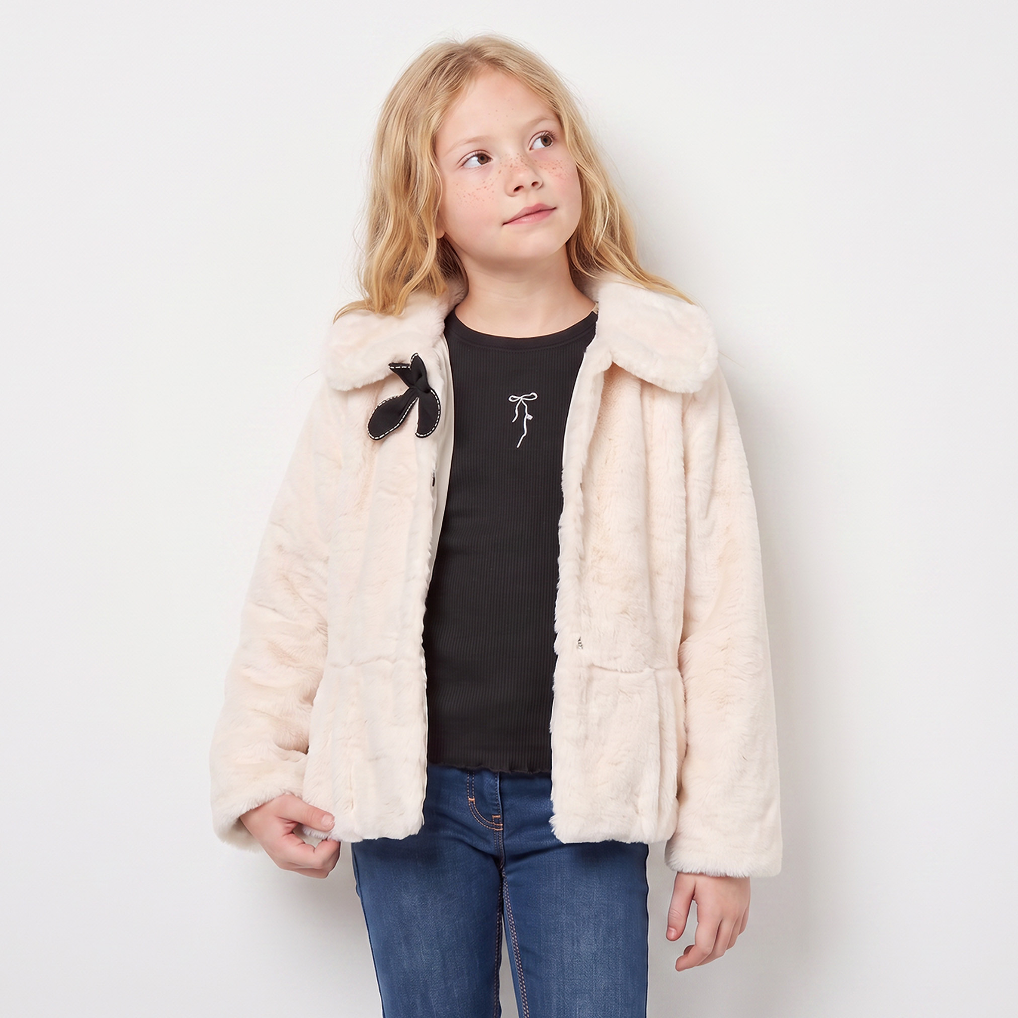 Eligo Faux Fur Jacket with Long Sleeves-girls-clothing-winterwear-jacketsandcoats-image-1