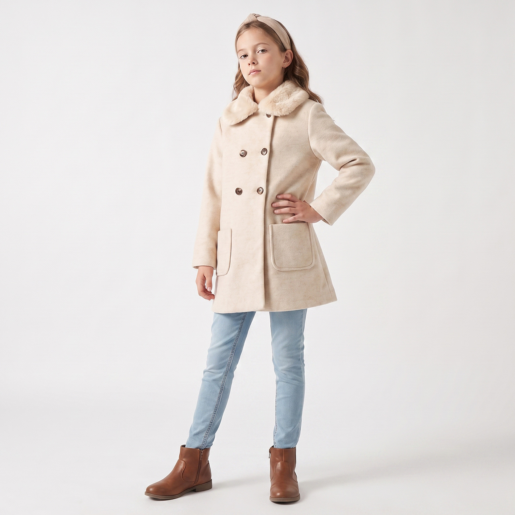 Faux Fur Jacket with Long Sleeves-girls-clothing-winterwear-jacketsandcoats-image-4