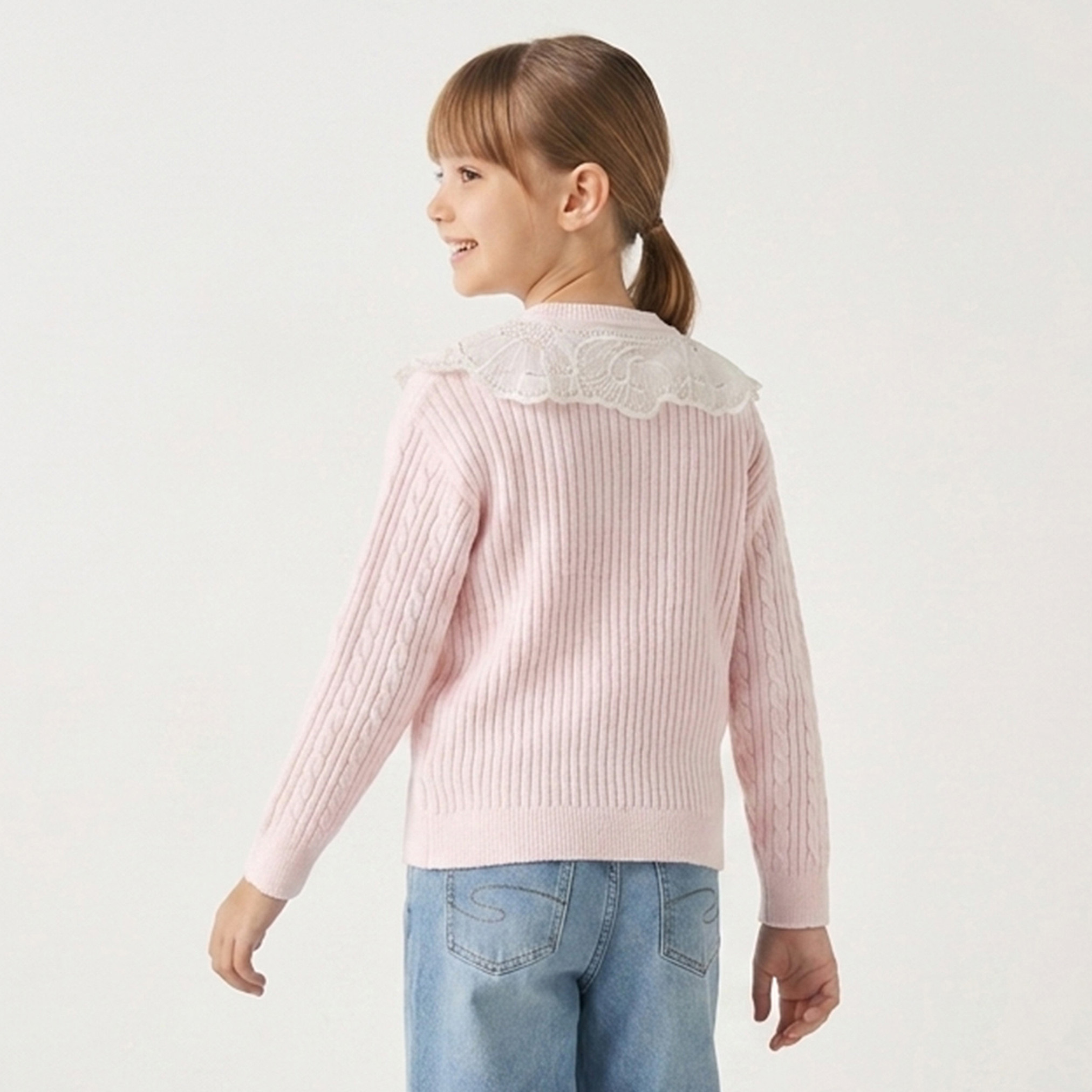 كارديجان بياقة بيتر بان وتفاصيل دانتيل من إليجو-girls-clothing-jumpersandcardigans-image-3