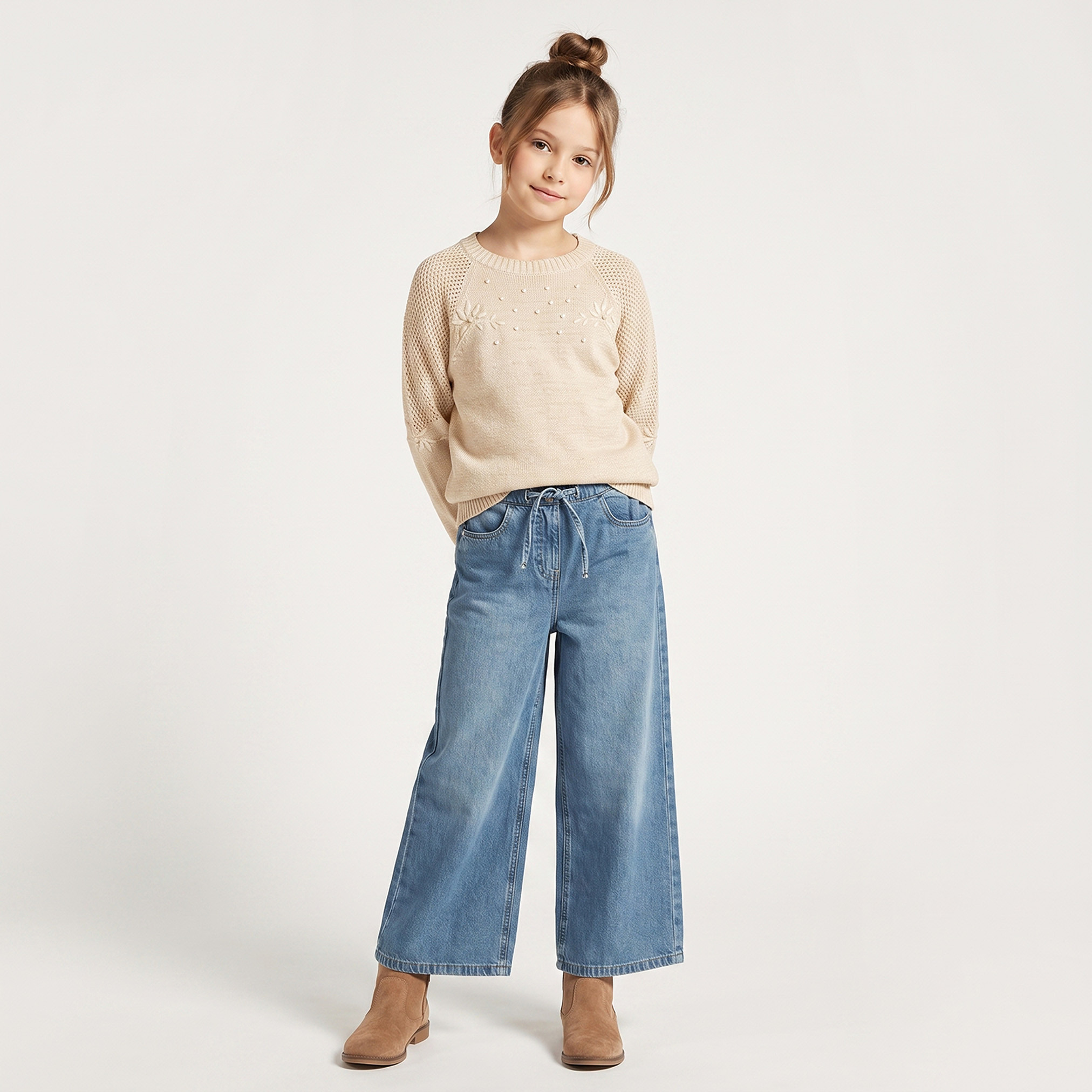 كنزة مطرزة بأكمام طويلة من إليجو-girls-clothing-jumpersandcardigans-image-2