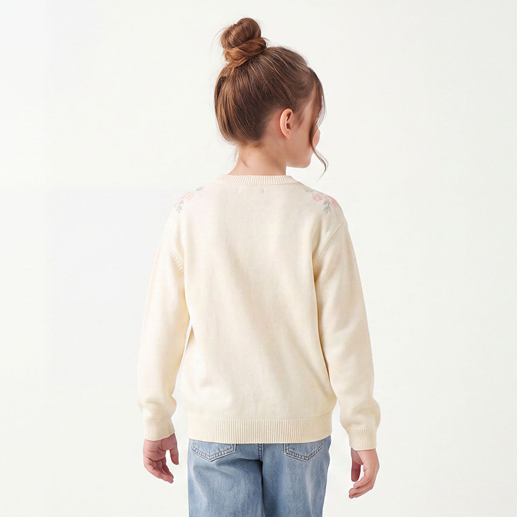 كنزة بتطريزات زهرية وحواف مضلعة-girls-clothing-jumpersandcardigans-image-3