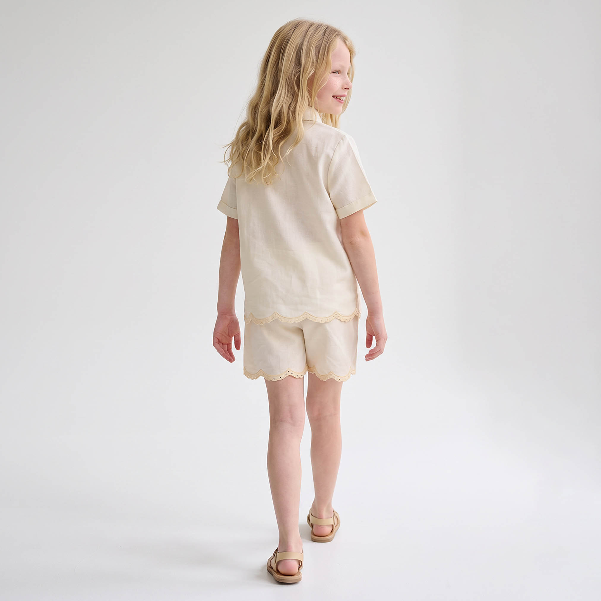 Eligo Collared Short Sleeves Shirt and Shorts Set with Floral Embroidery-girls-clothing-setsandcoords-image-4