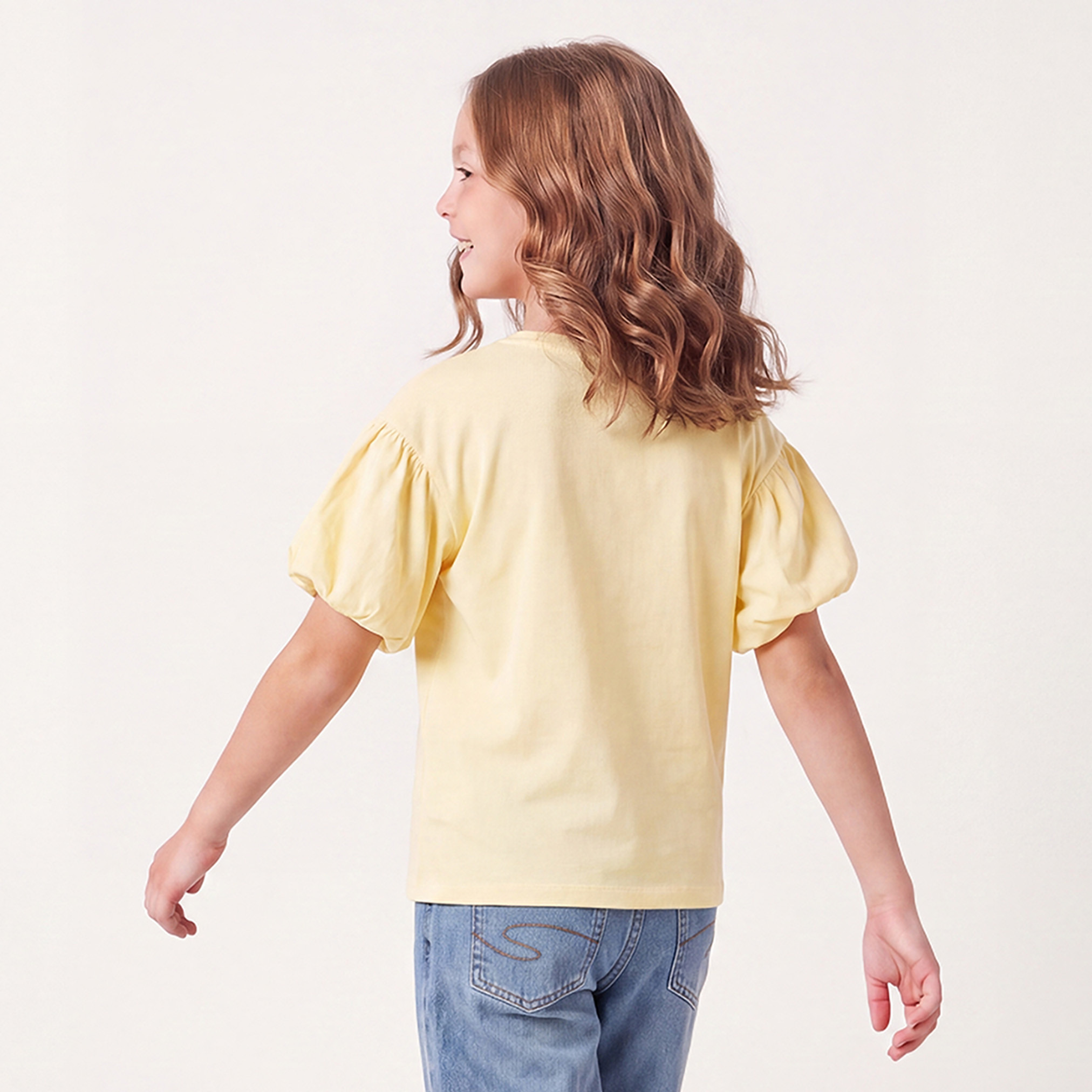 تيشيرت بطبعات جرافيك وياقة ضيقة وأكمام قصيرة من لي كوبر-girls-clothing-tshirts-image-3