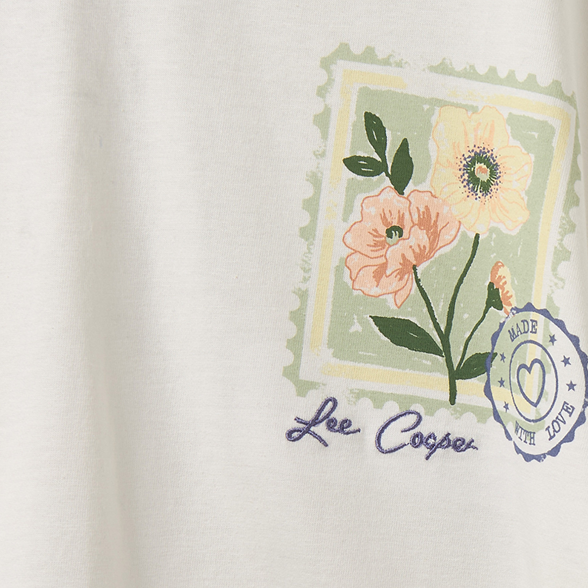 Lee Cooper Crew Neck Short Sleeves T-shirt with Floral Print-girls-clothing-tshirts-image-4