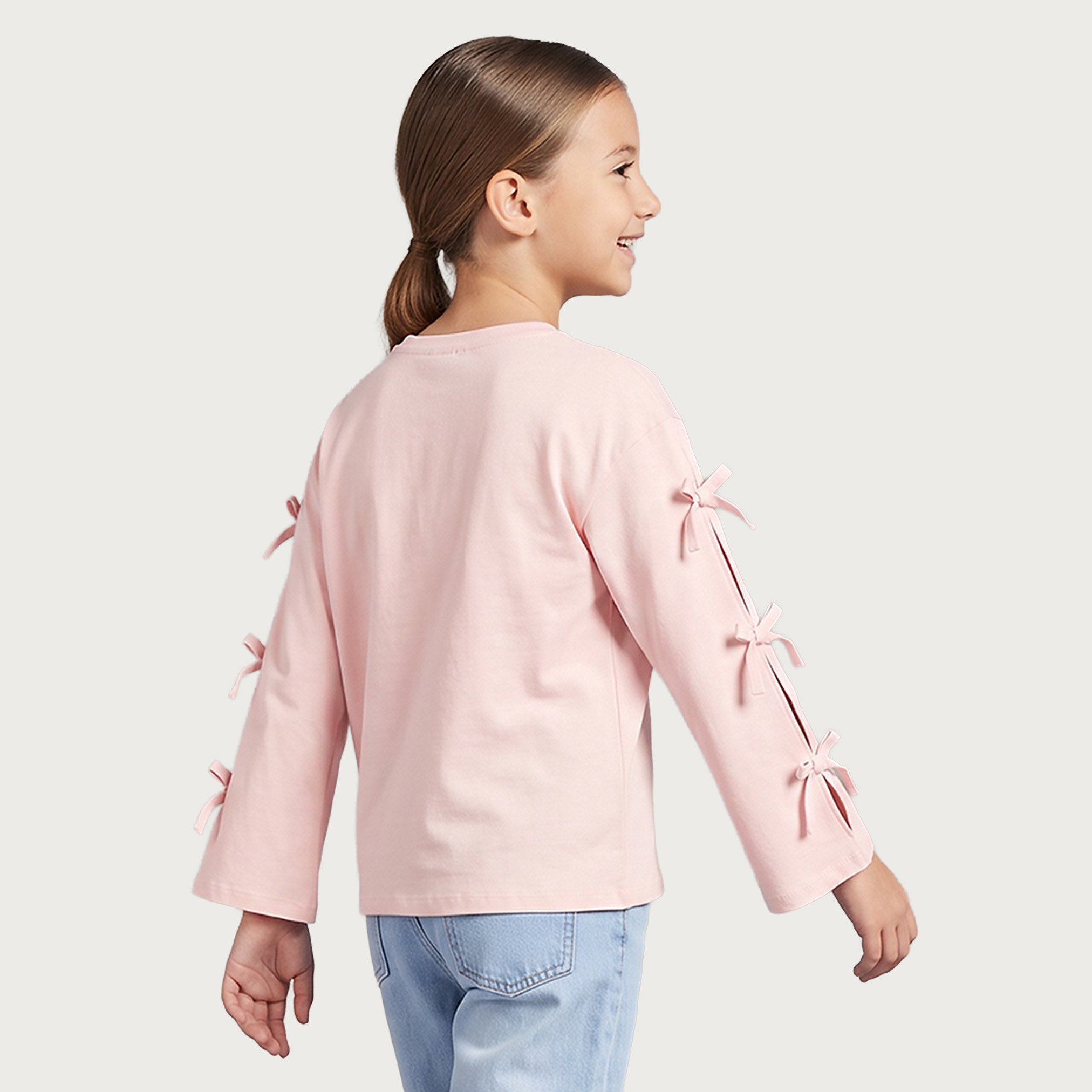 تيشيرت مزين بياقة ضيقة وأكمام طويلة من لي كوبر-girls-clothing-tshirts-image-3