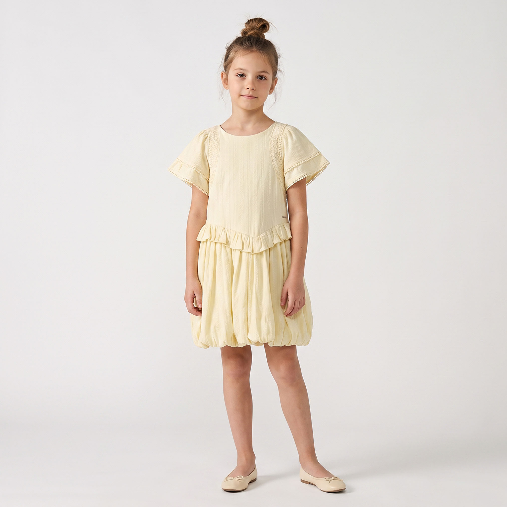 Lee Cooper Round Neck Short Sleeves Knee Length A-line Dress with Textured Detail-girls-clothing-dressesandjumpsuits-image-2