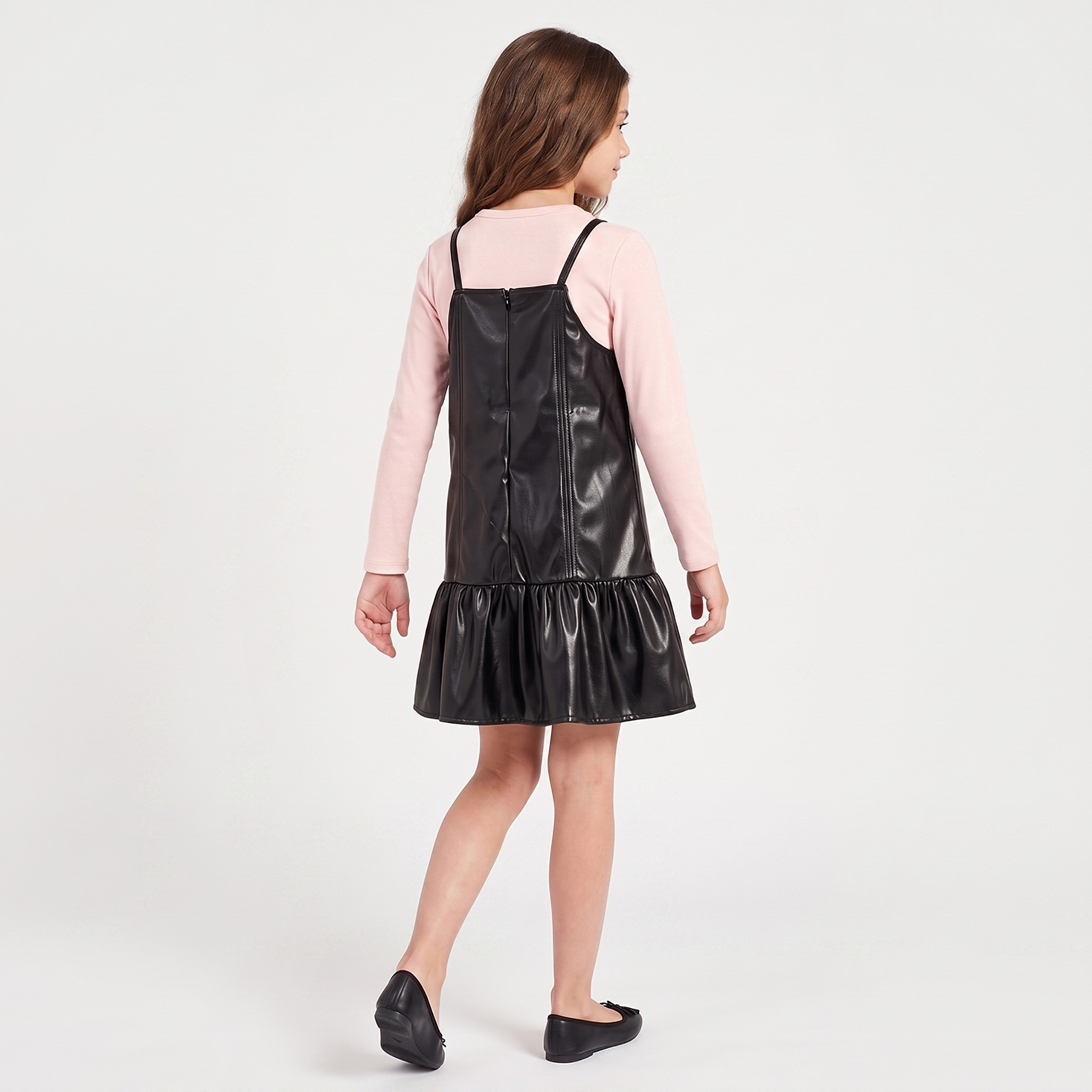 فستان دون أكمام بطول الركبة وياقة مربعة وفيونكة من لي كوبر-girls-clothing-dressesandjumpsuits-image-2