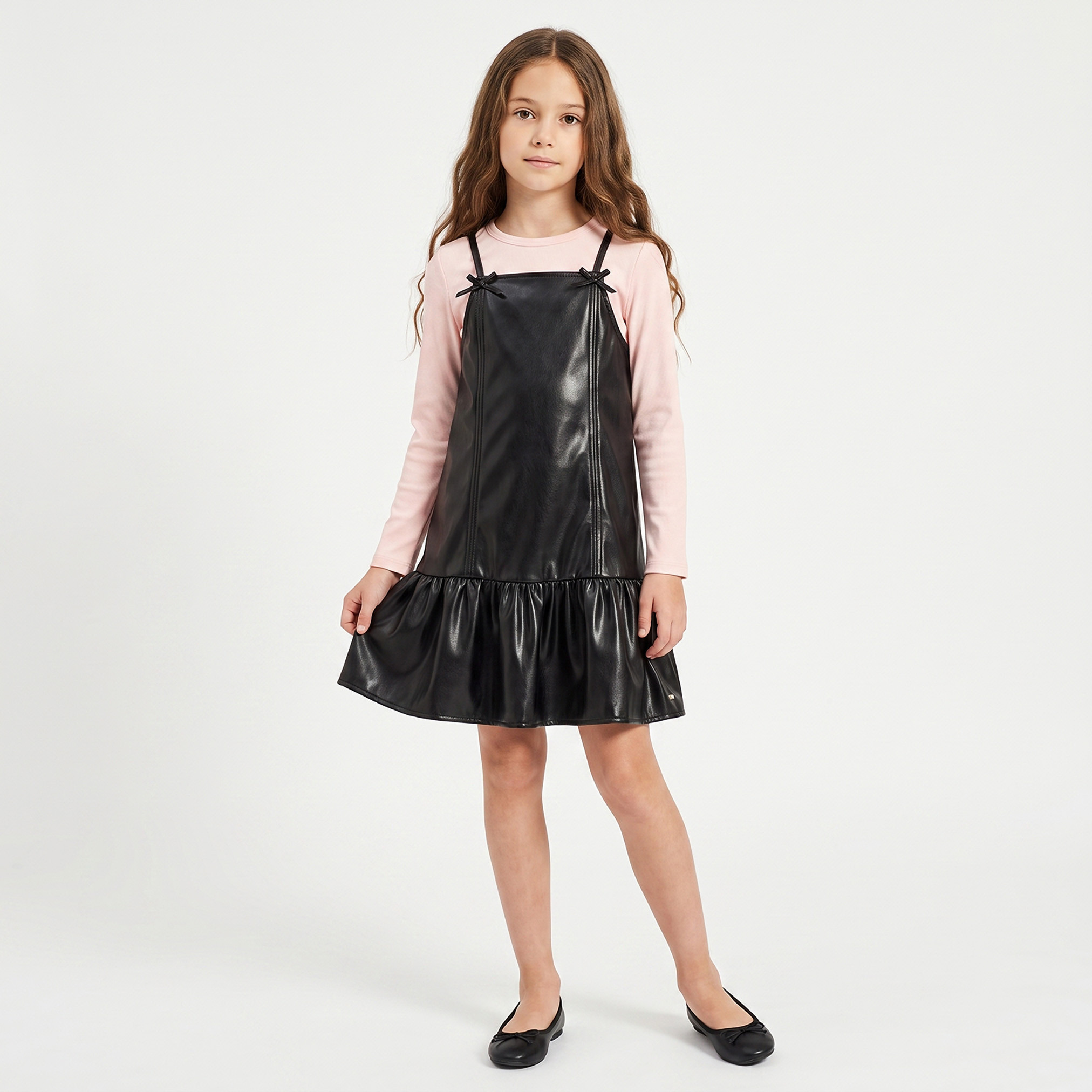 فستان دون أكمام بطول الركبة وياقة مربعة وفيونكة من لي كوبر-girls-clothing-dressesandjumpsuits-image-5