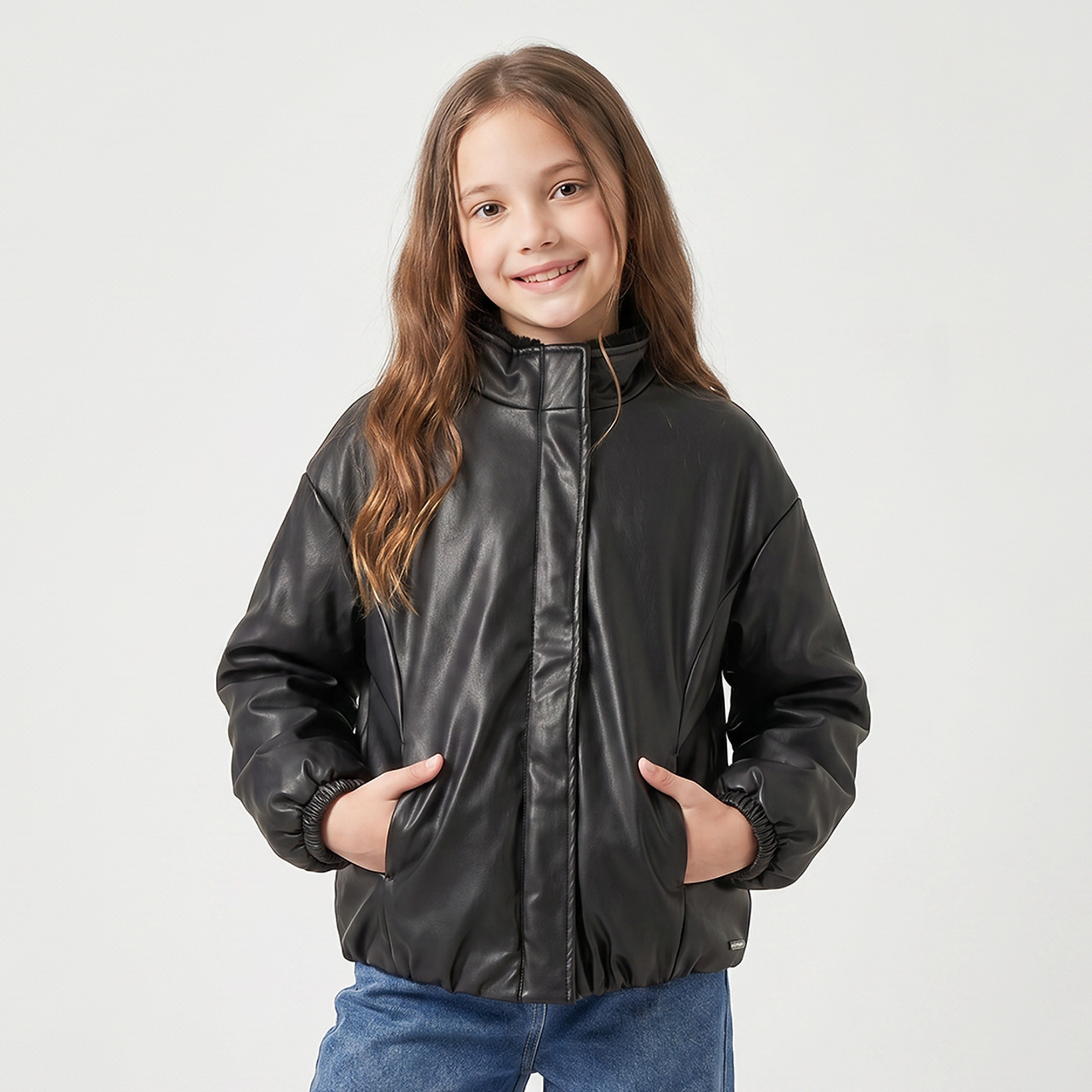 جاكيت جلد صناعي بسحاب إغلاق من لي كوبر-girls-clothing-winterwear-jacketsandcoats-image-1