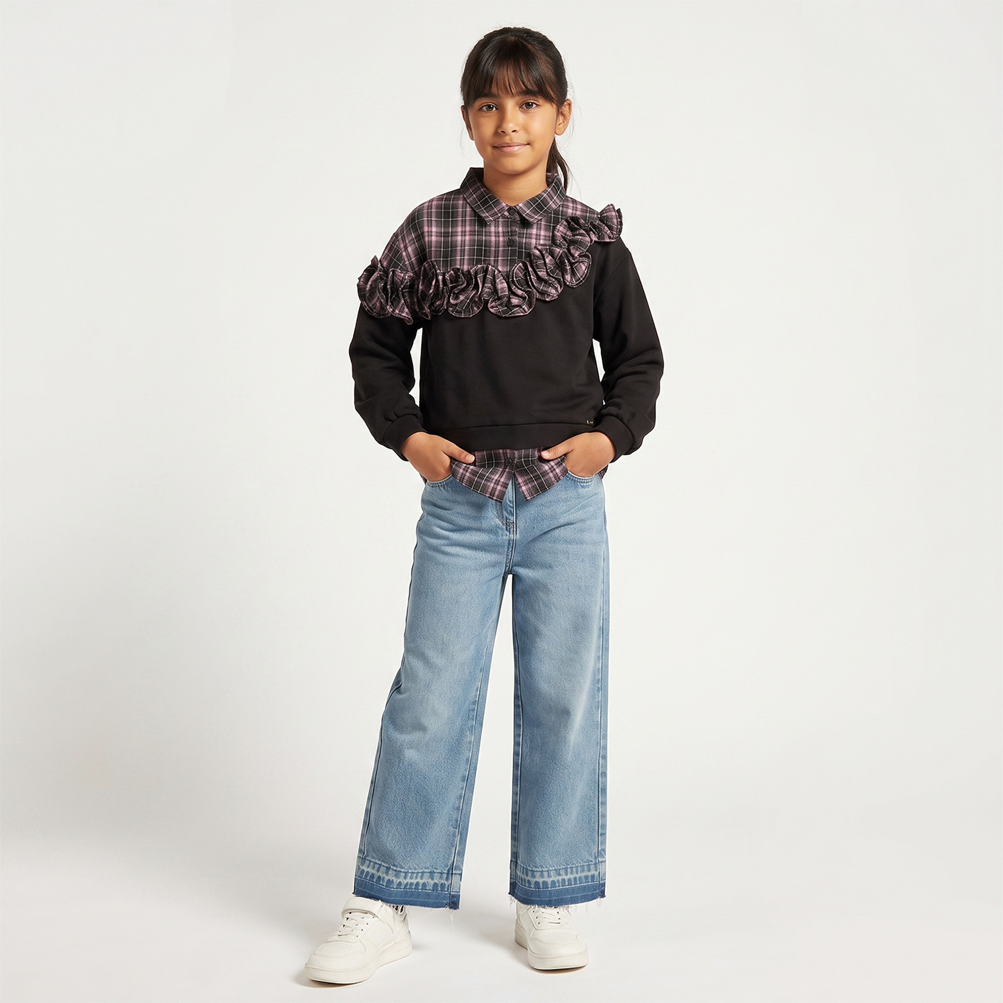 سويت شيرت بأكمام طويلة وبحافة كشكش من لي كوبر-girls-clothing-sweatshirts-image-2