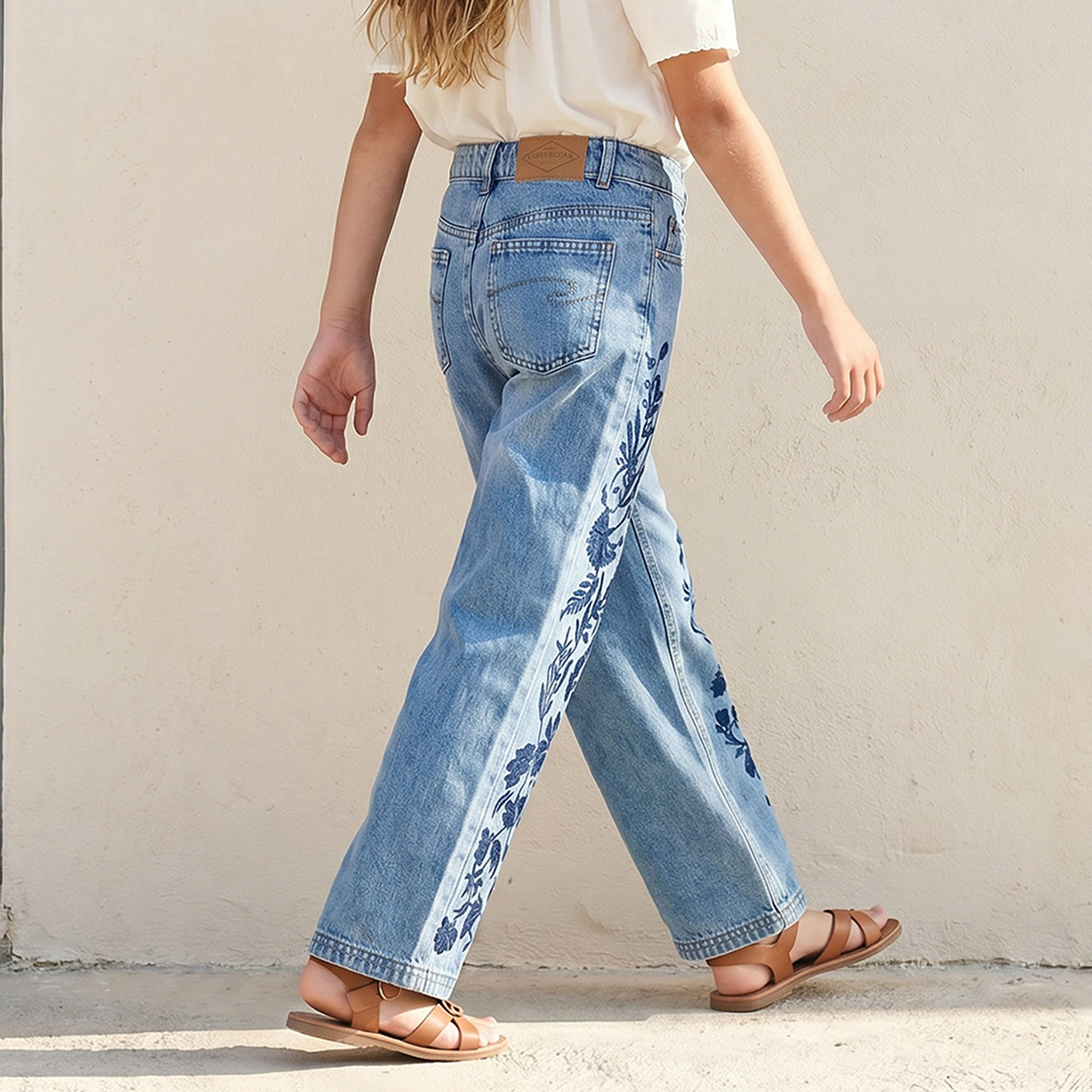 Lee Cooper Jeans with Embroidery- Buttoned Waist-girls-clothing-bottoms-jeansandjoggers-image-3