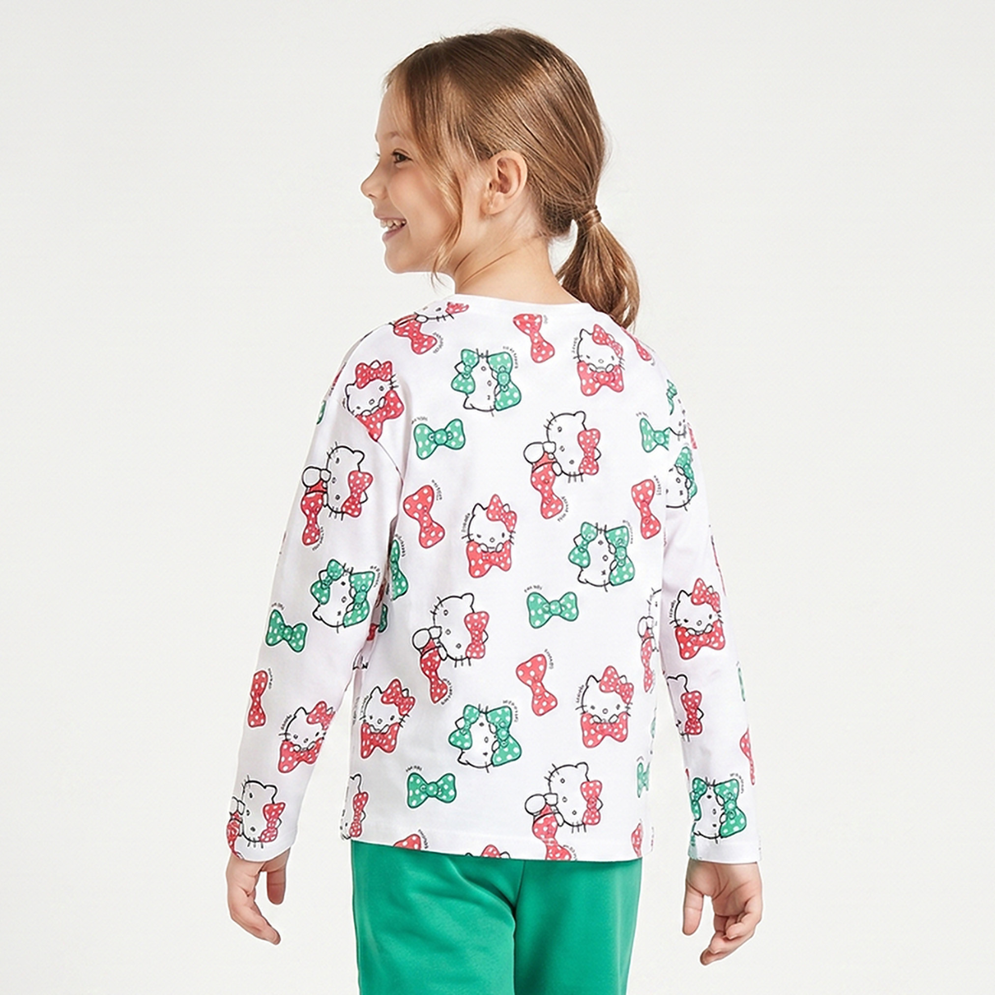 Sanrio Crew Neck Long Sleeves T-shirt with UAE National Day Print-girls-clothing-tshirts-image-3