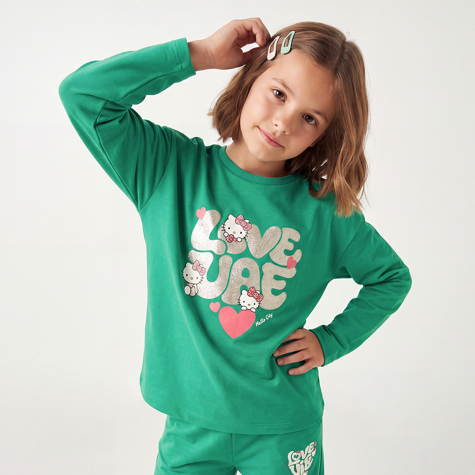 Sanrio Crew Neck Long Sleeves T-shirt with Hello Kitty Print-girls-clothing-tshirts-image-1