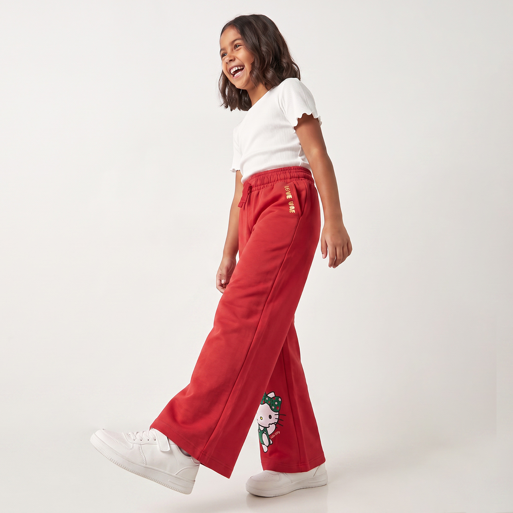 Sanrio Trousers with Hello Kitty Print, Drawstring Waist-girls-clothing-bottoms-trousers-image-5