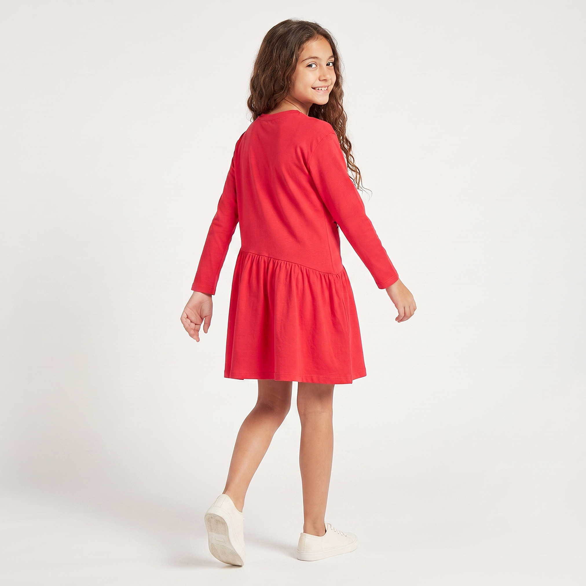 Sanrio Round Neck Long Sleeves Knee Length Dress with UAE National Day Print-girls-clothing-dressesandjumpsuits-image-2