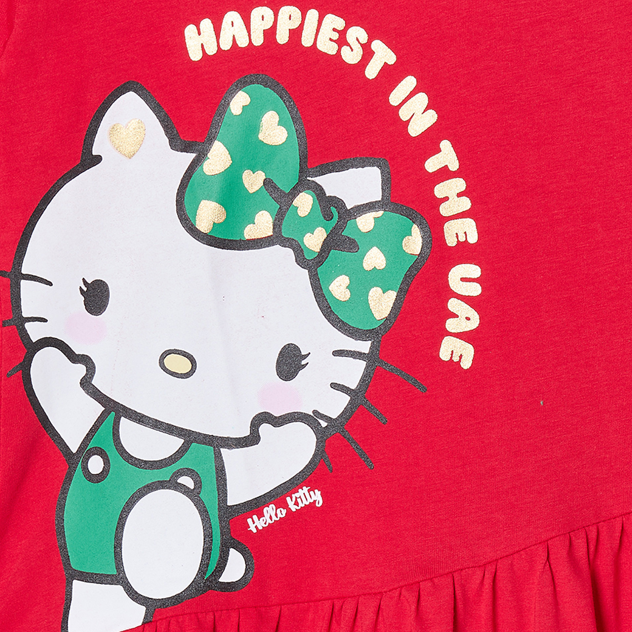 Sanrio Round Neck Long Sleeves Knee Length Dress with UAE National Day Print-girls-clothing-dressesandjumpsuits-image-3