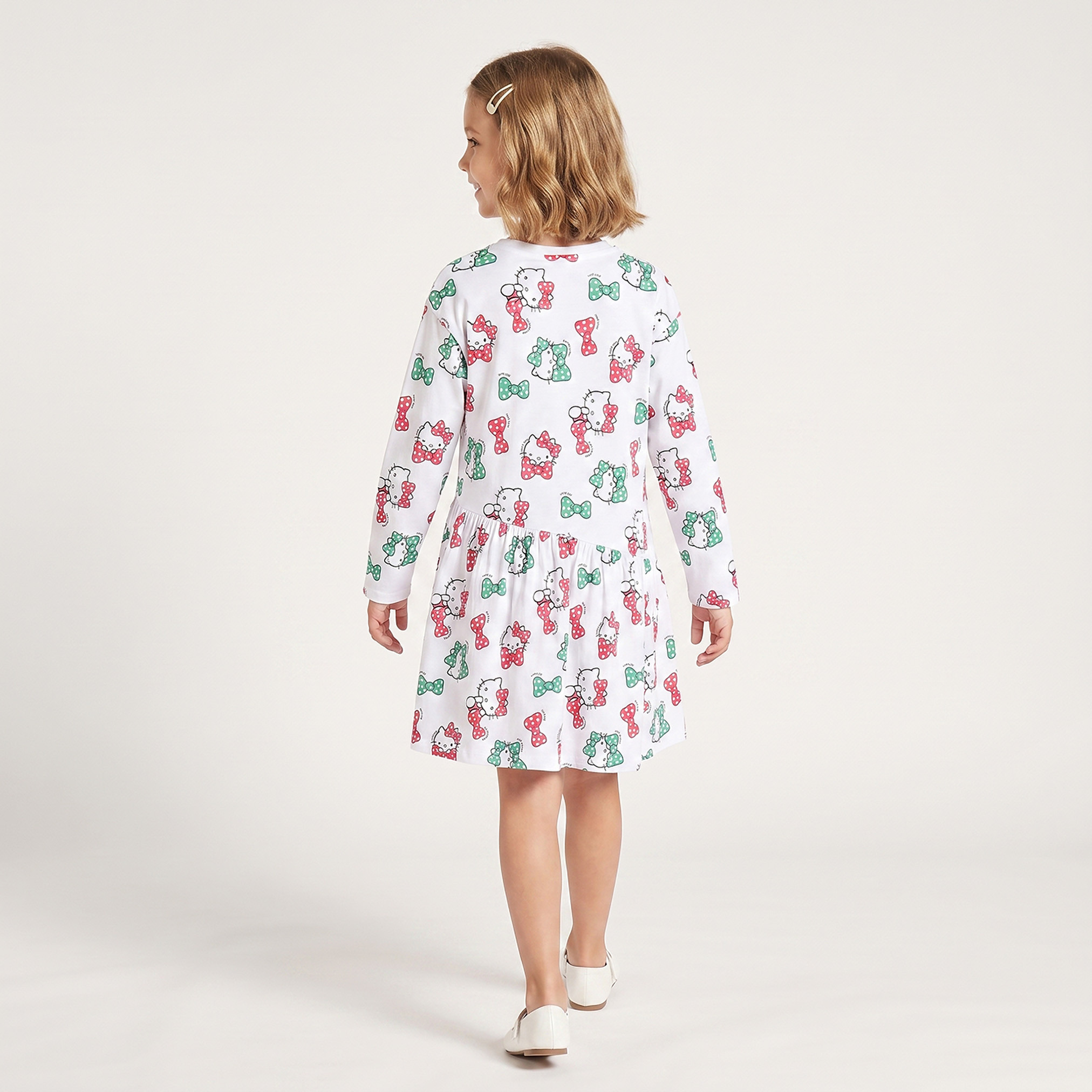 Sanrio Round Neck Long Sleeves Knee Length Dress with UAE National Day Print-girls-clothing-dressesandjumpsuits-image-2